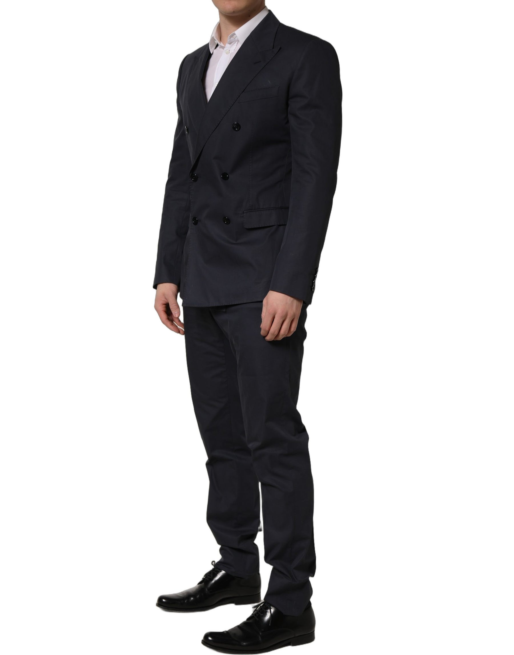 Dolce & Gabbana Blue Cotton Slim Fit Formal 2 Piece Men Suit | Regal Royce