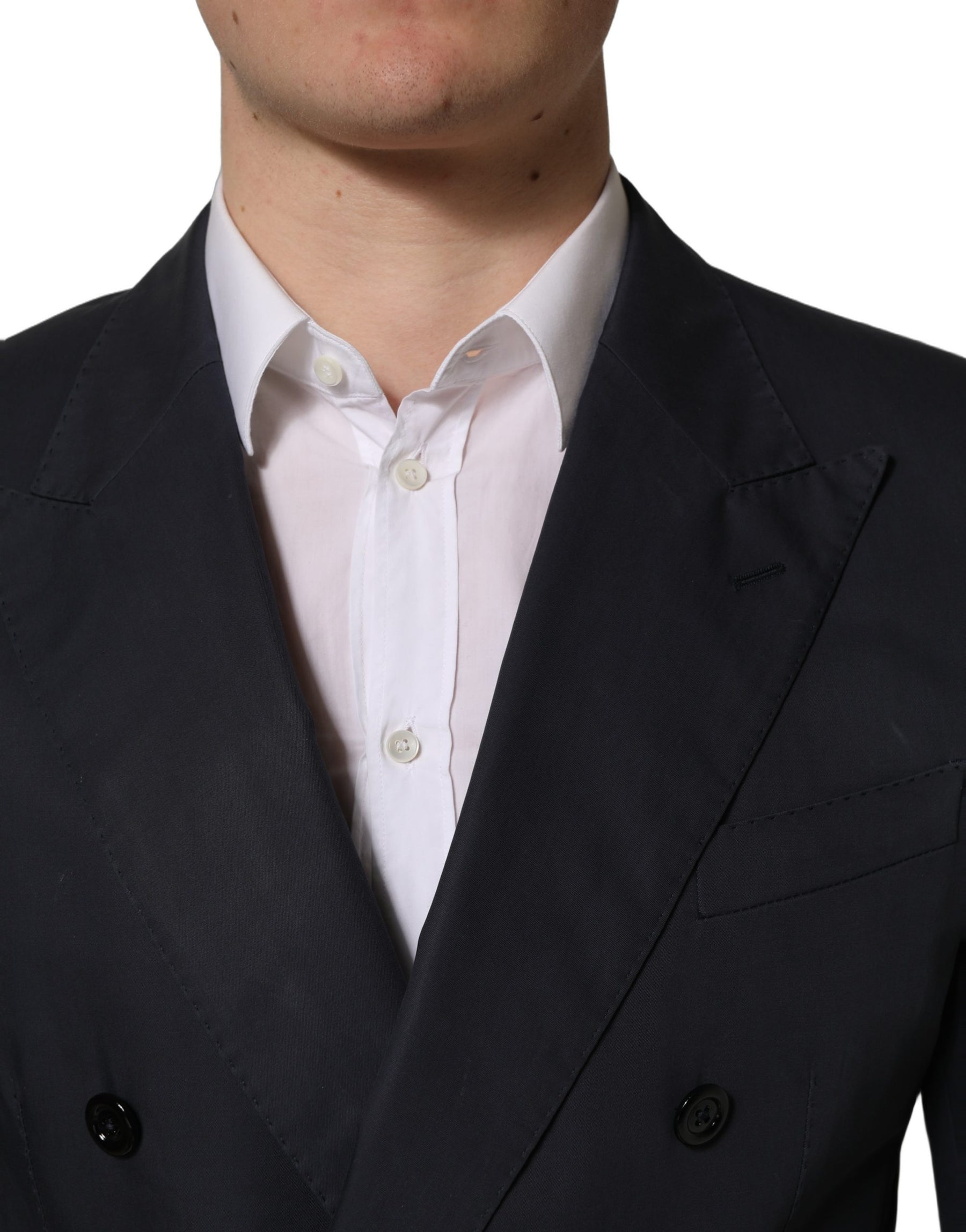 Dolce & Gabbana Blue Cotton Slim Fit Formal 2 Piece Men Suit | Regal Royce