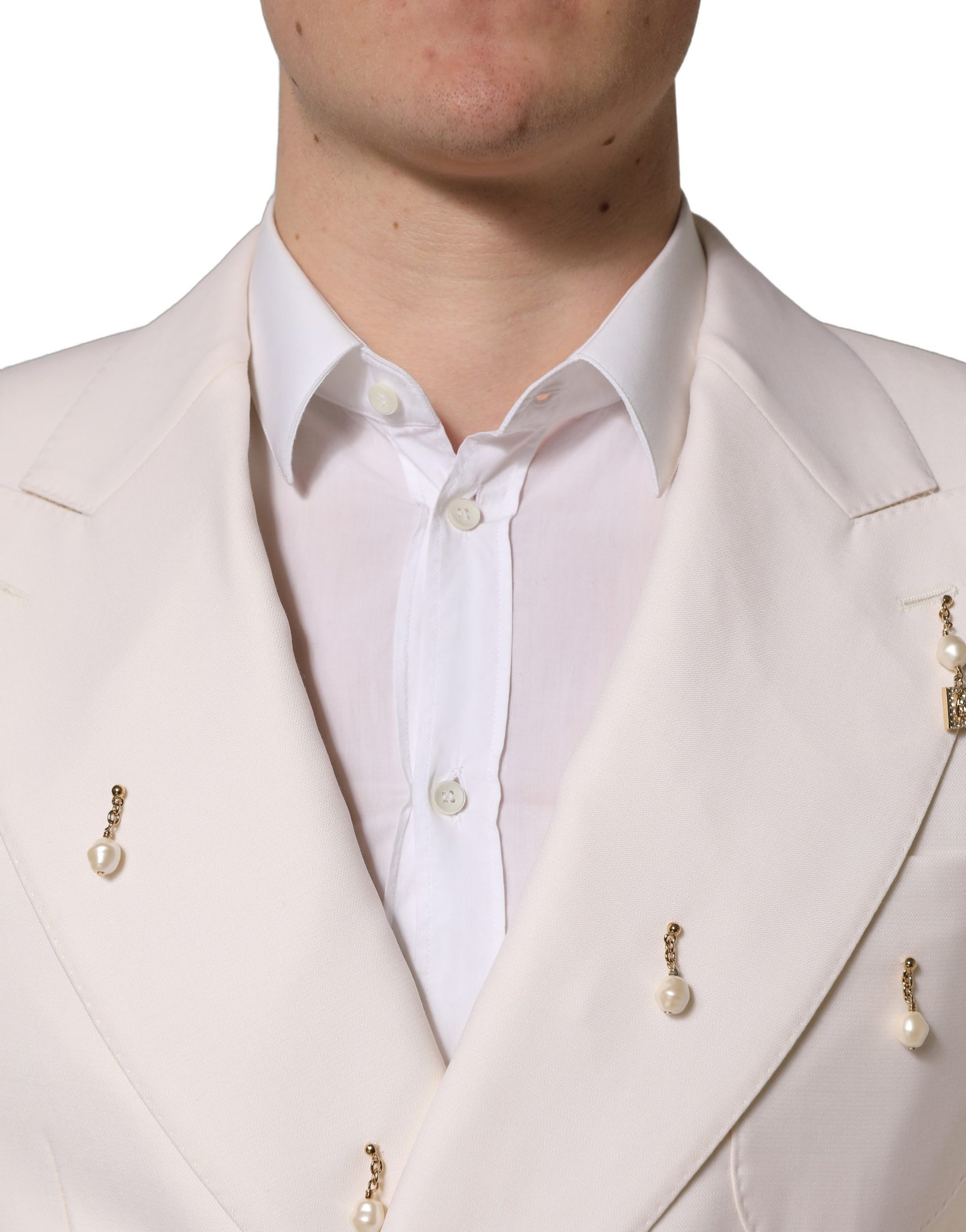Dolce & Gabbana White Wool Slim Fit Formal 2 Piece Men Suit | Regal Royce