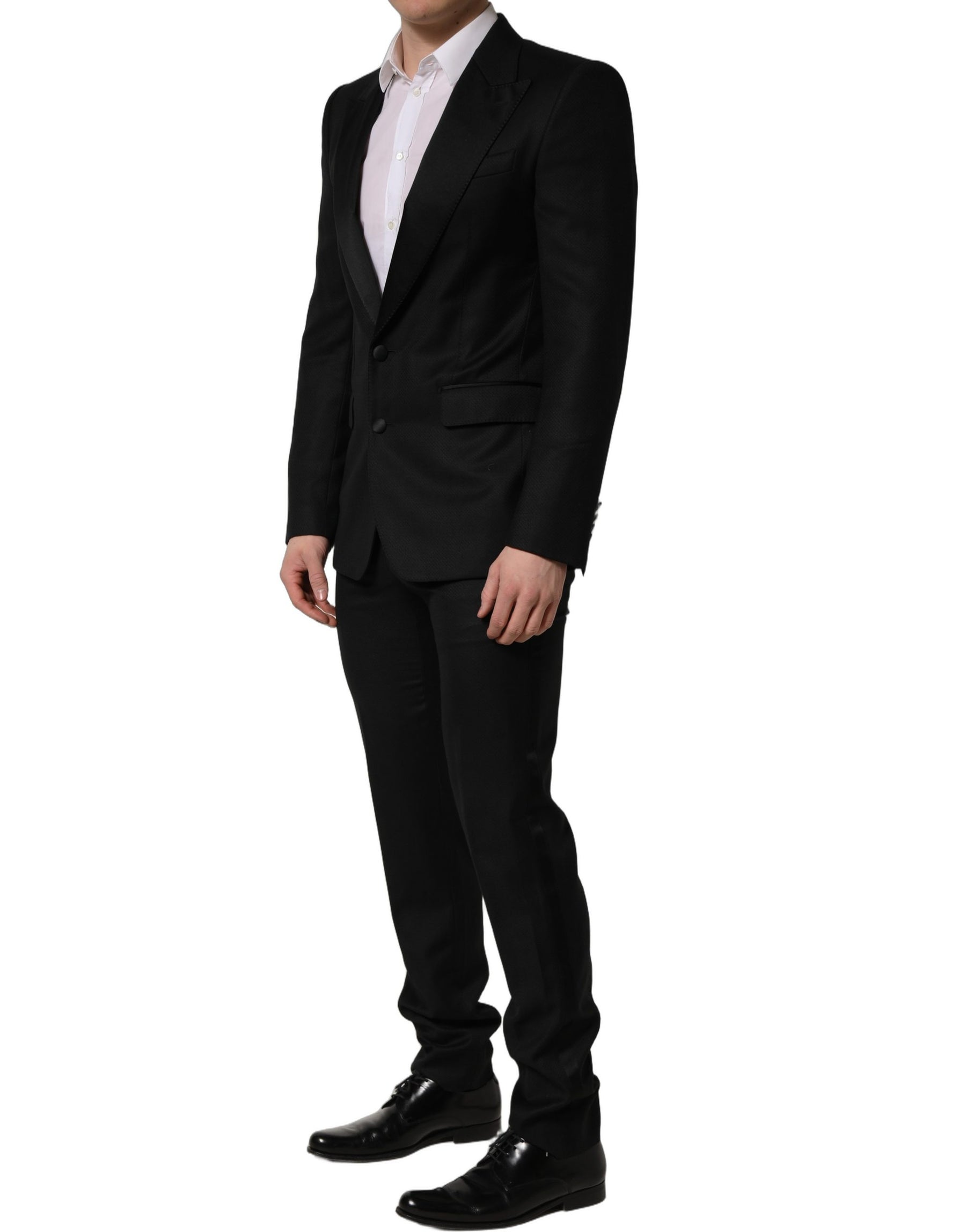 Dolce & Gabbana Black Wool Slim Fit Formal 2 Piece Men Suit | Regal Royce