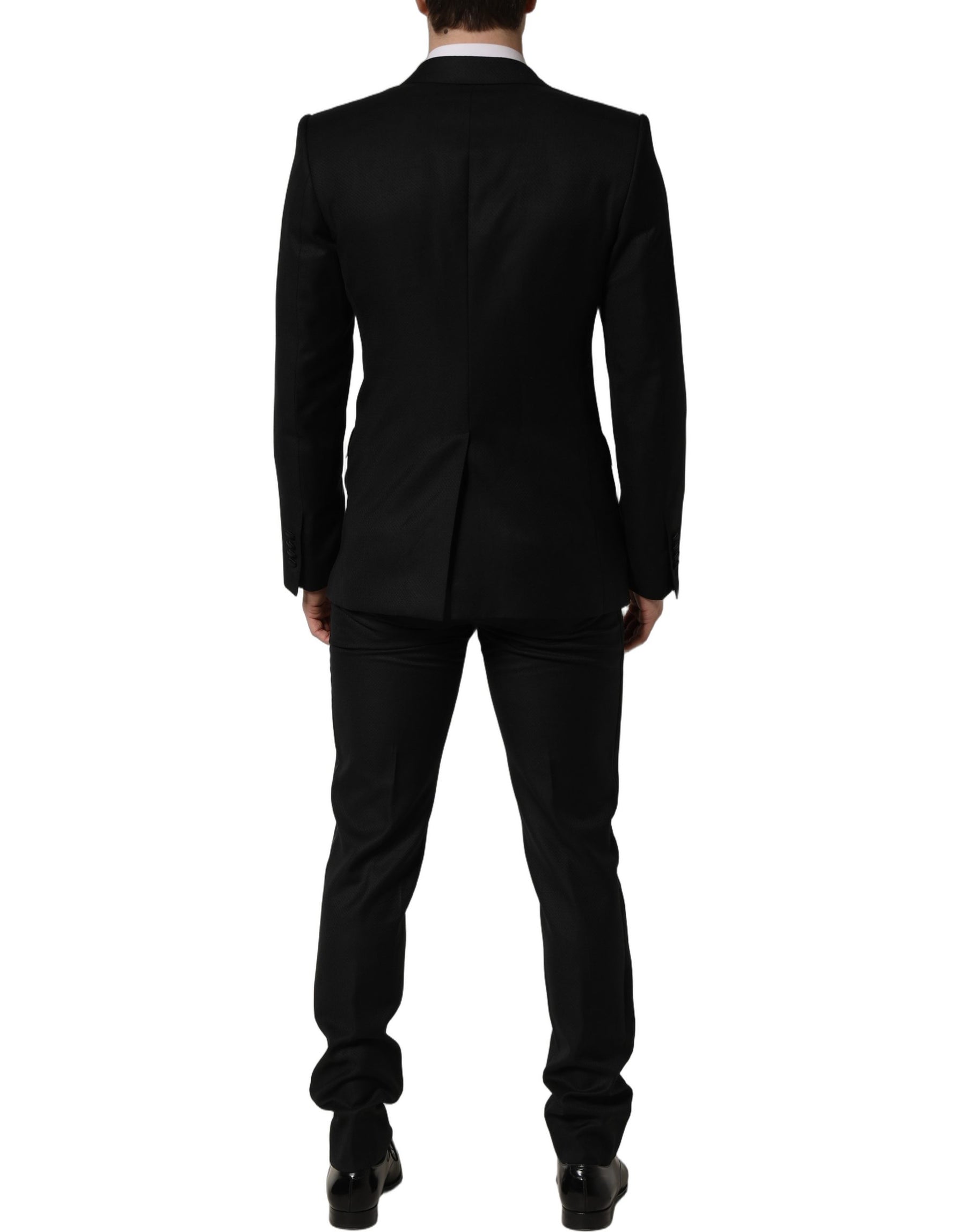 Dolce & Gabbana Black Wool Slim Fit Formal 2 Piece Men Suit | Regal Royce