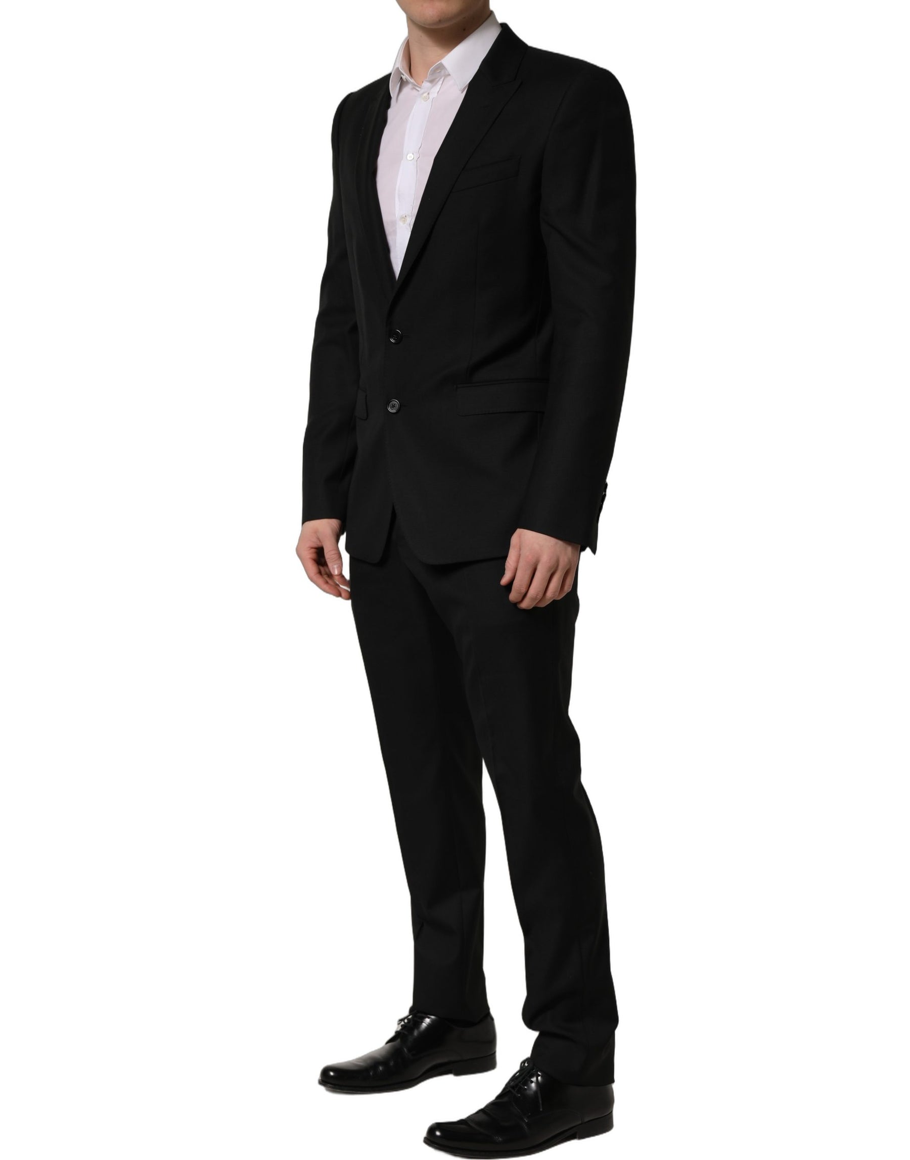 Dolce & Gabbana Black Wool Slim Fit Formal 2 Piece Men Suit | Regal Royce
