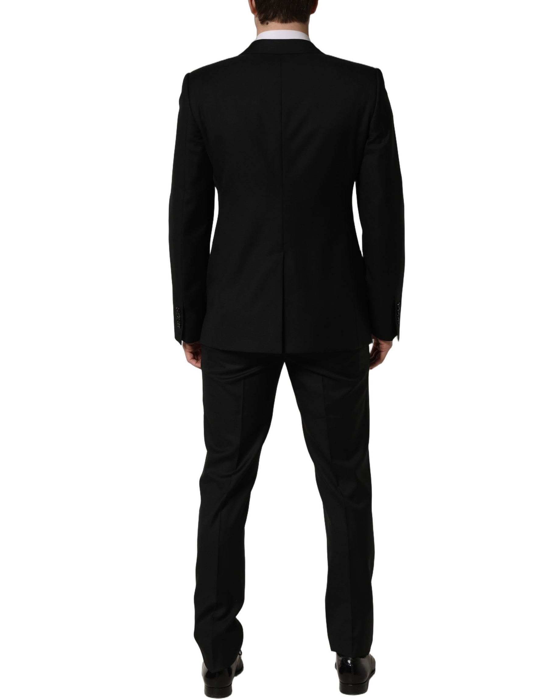 Dolce & Gabbana Black Wool Slim Fit Formal 2 Piece Men Suit | Regal Royce