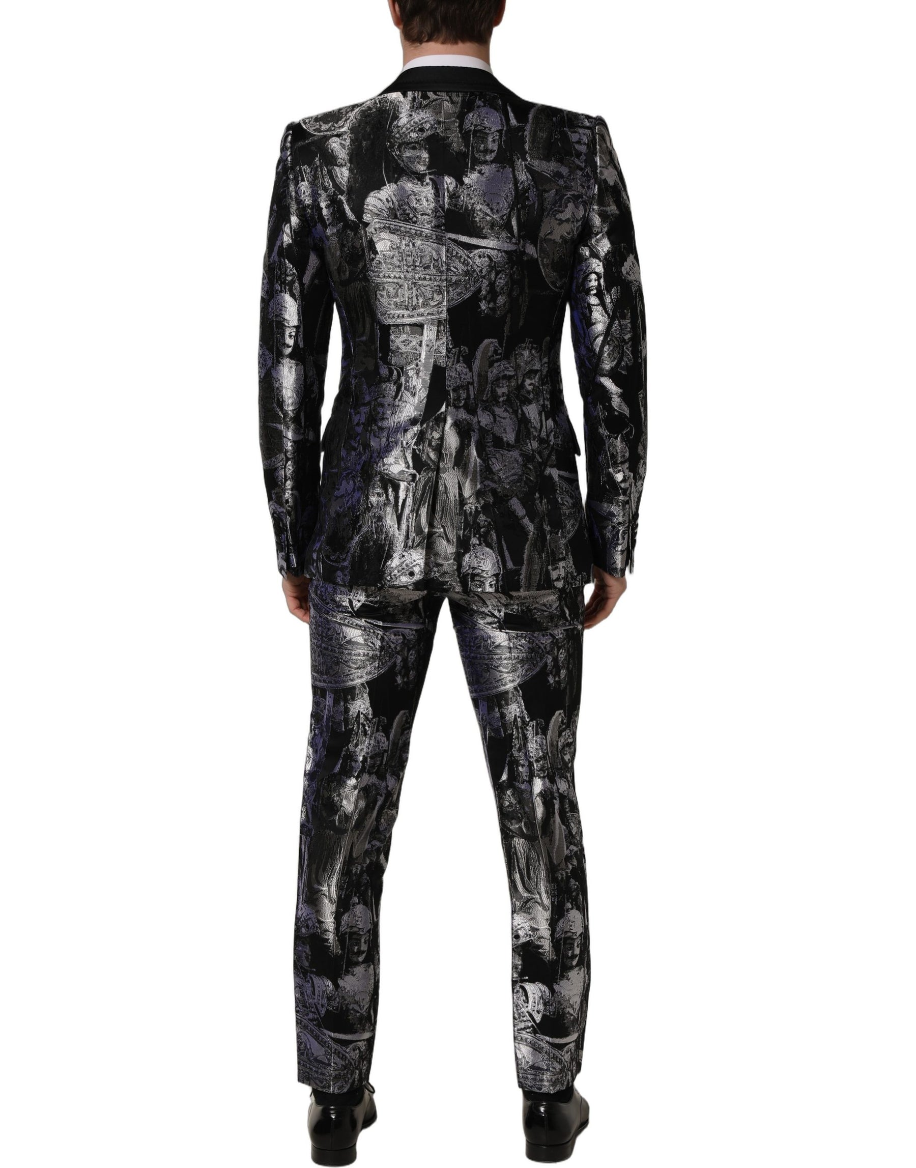 Dolce & Gabbana Black Jacquard Slim Fit Formal 3 Piece Suit | Regal Royce