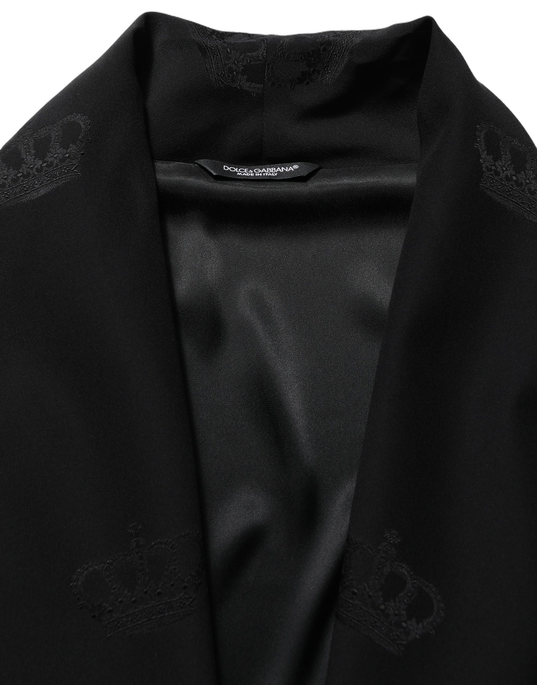 Dolce & Gabbana Black 100% Silk Robe Men Wrap Coat Jacket | Regal Royce