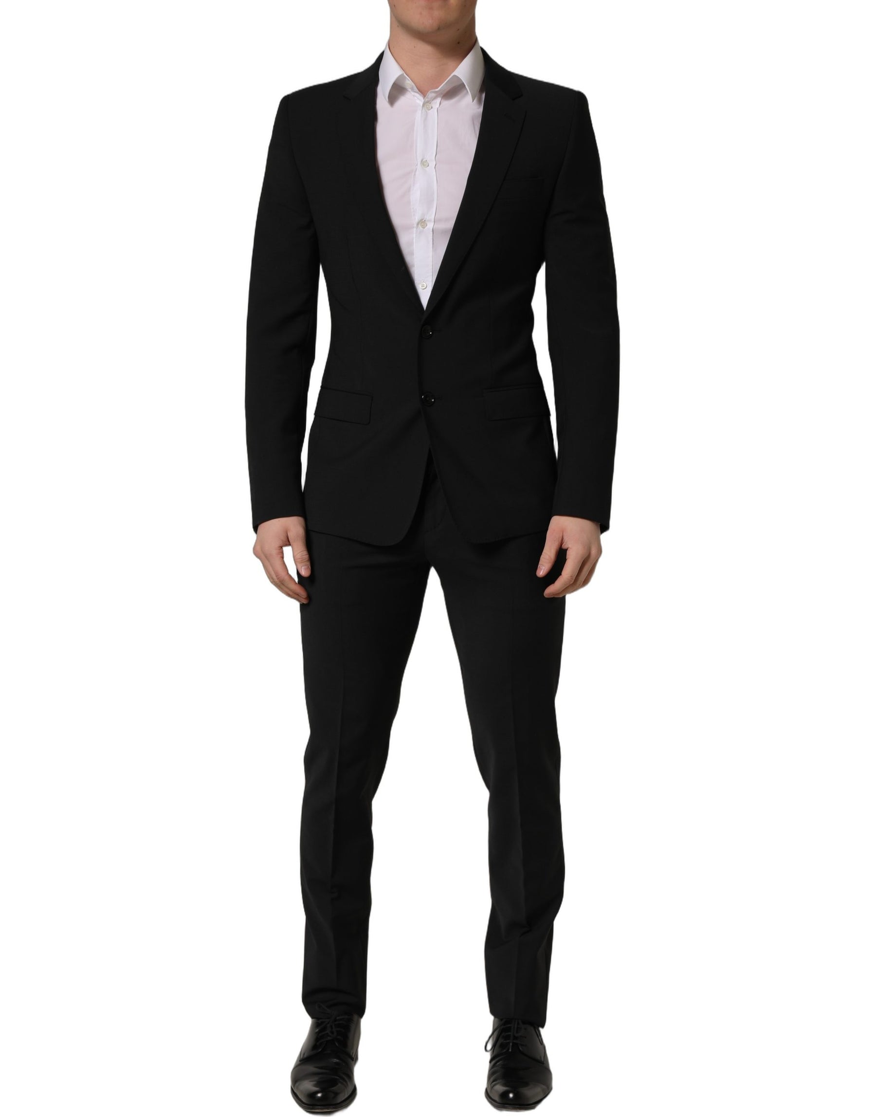 Dolce & Gabbana Black Wool Slim Fit Formal 2 Piece Men Suit | Regal Royce