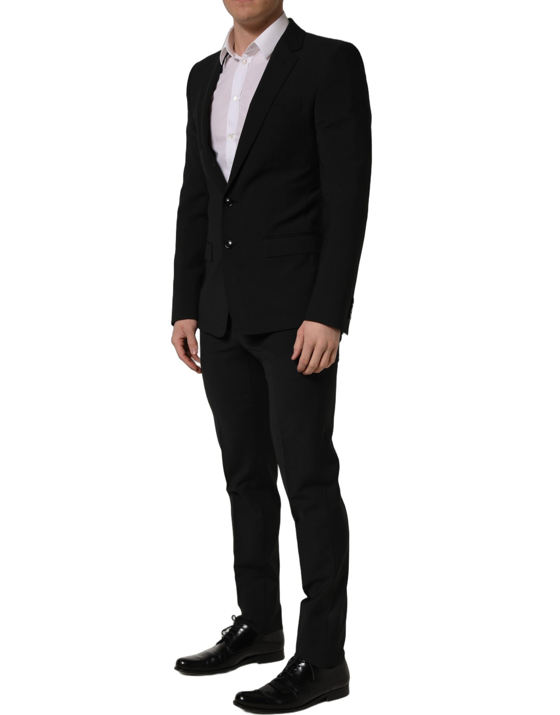 Dolce & Gabbana Black Wool Slim Fit Formal 2 Piece Men Suit | Regal Royce