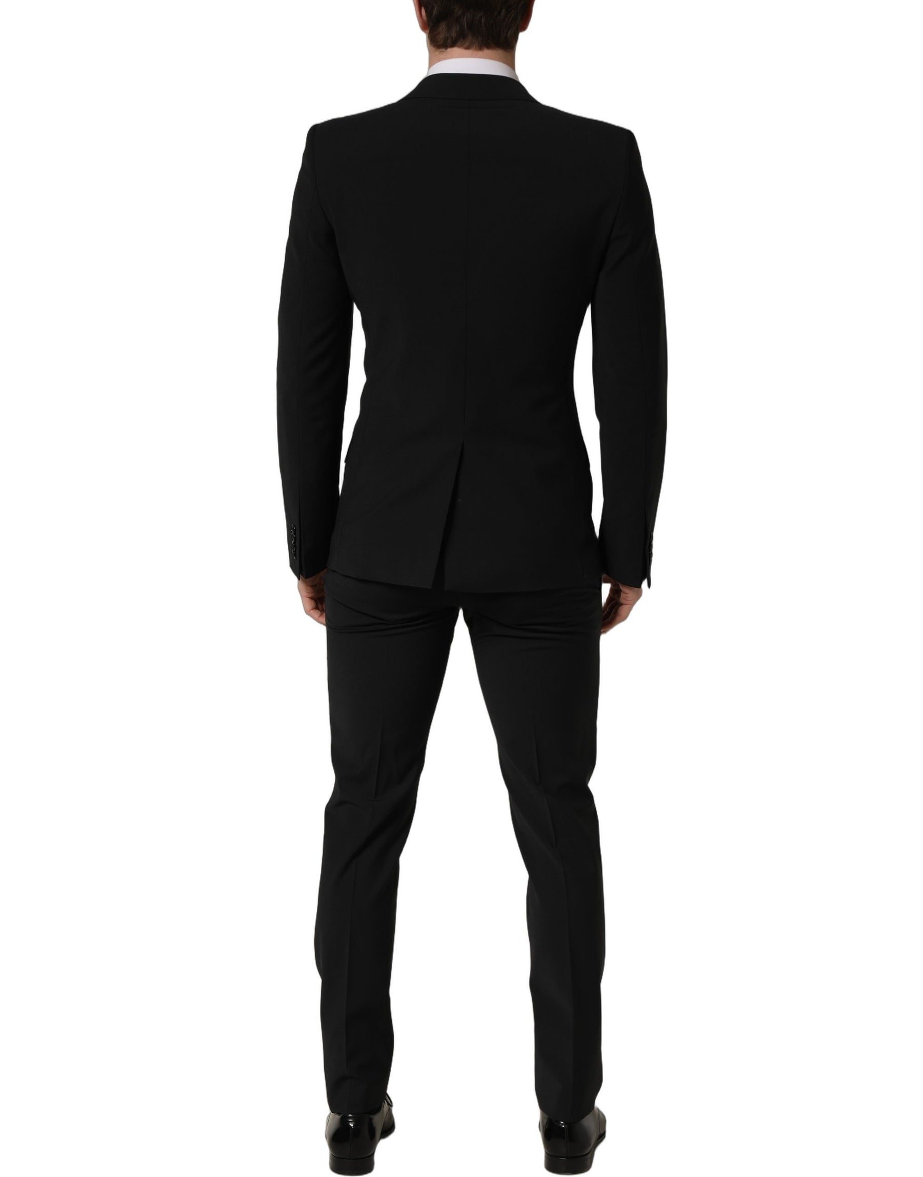 Dolce & Gabbana Black Wool Slim Fit Formal 2 Piece Men Suit | Regal Royce