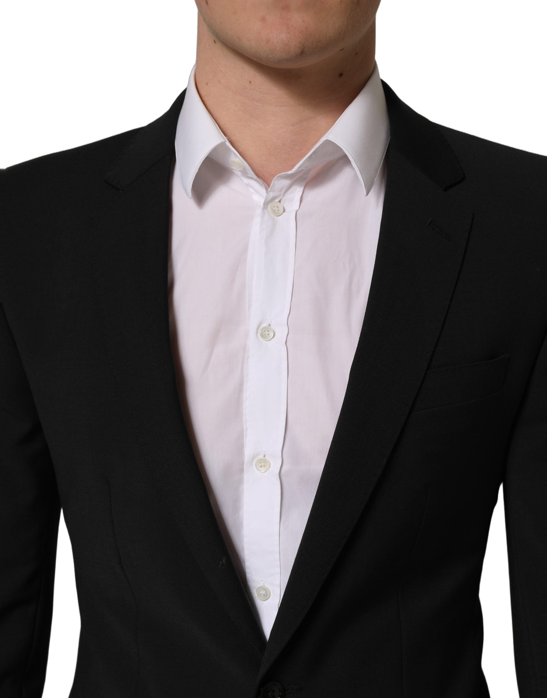 Dolce & Gabbana Black Wool Slim Fit Formal 2 Piece Men Suit | Regal Royce