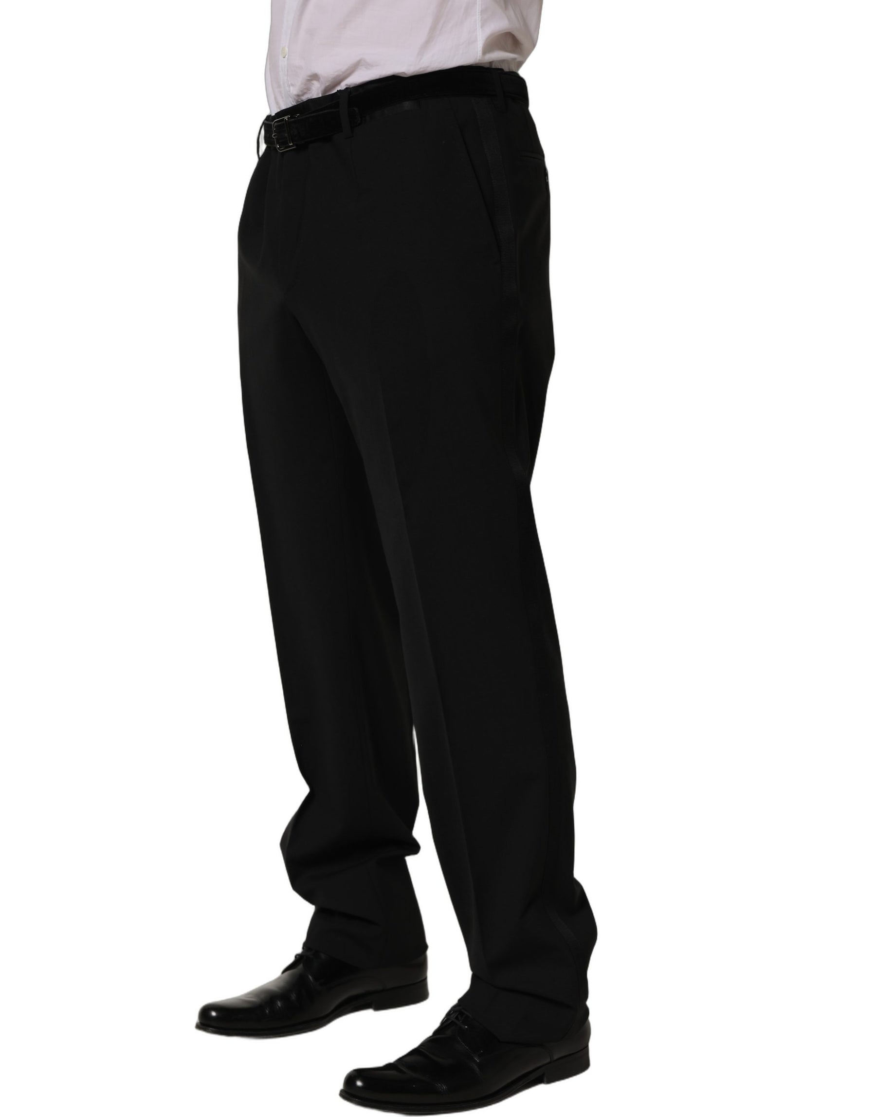 Dolce & Gabbana Black Wool Tapered Leg Dress Trouser Pants | Regal Royce