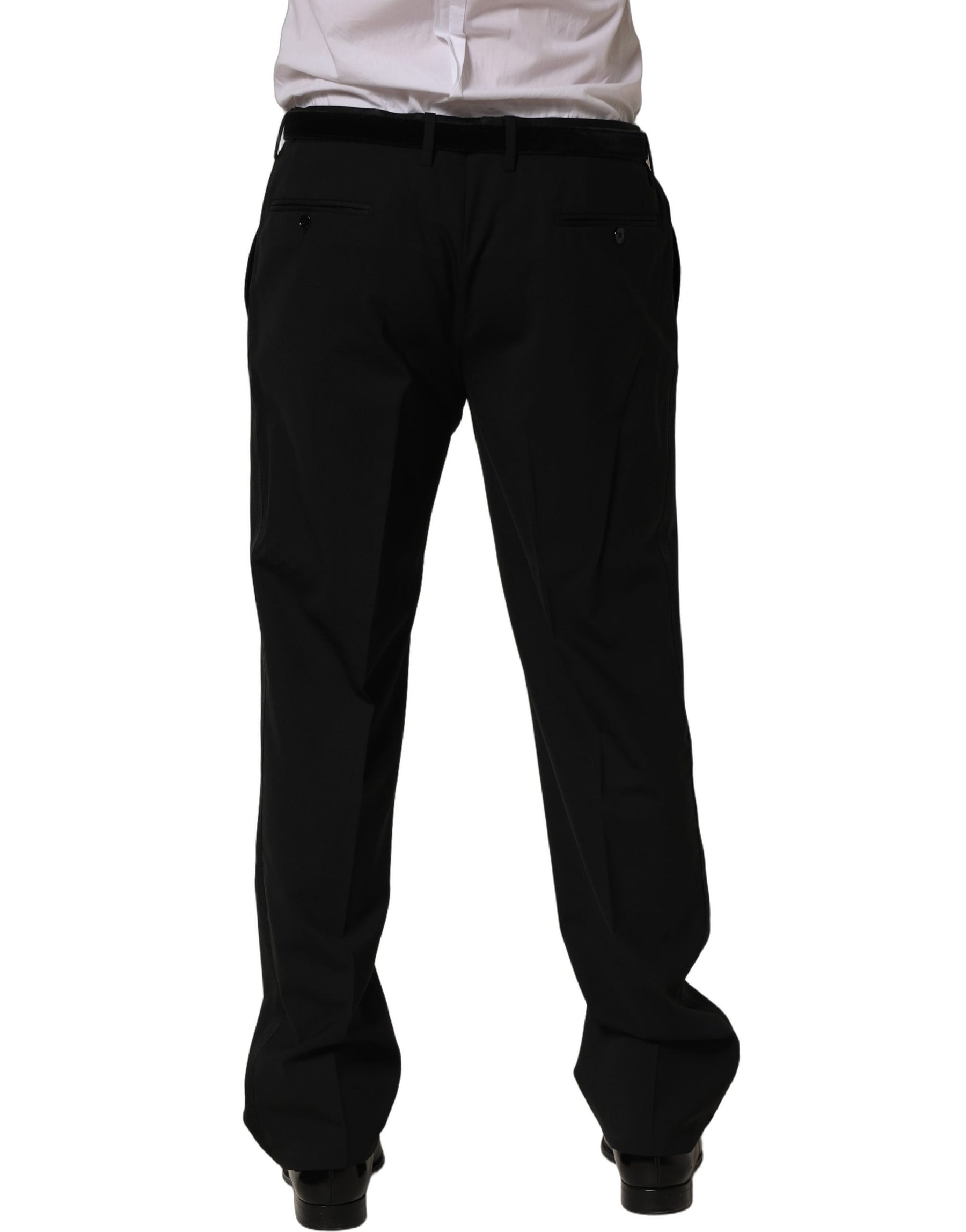 Dolce & Gabbana Black Wool Tapered Leg Dress Trouser Pants | Regal Royce