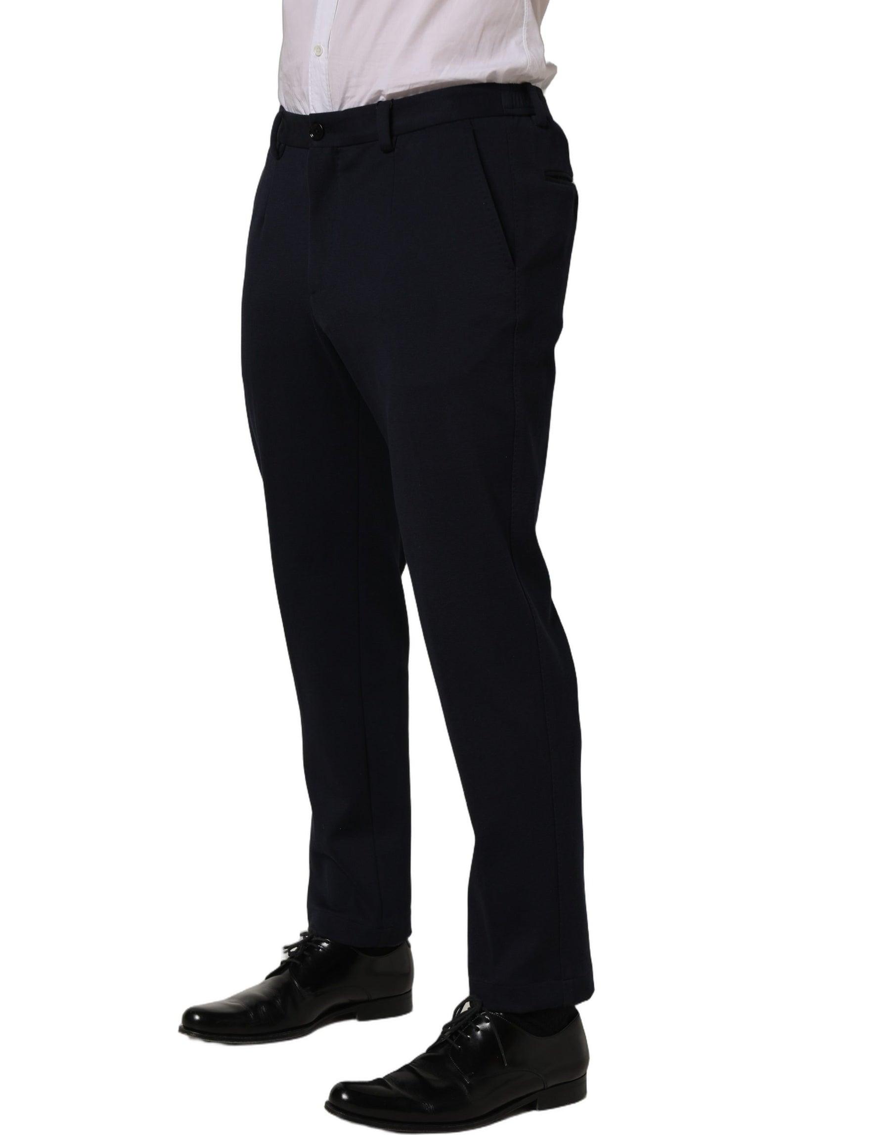 Dolce & Gabbana Black Cotton Tapered Leg Dress Trouser Pants | Regal Royce
