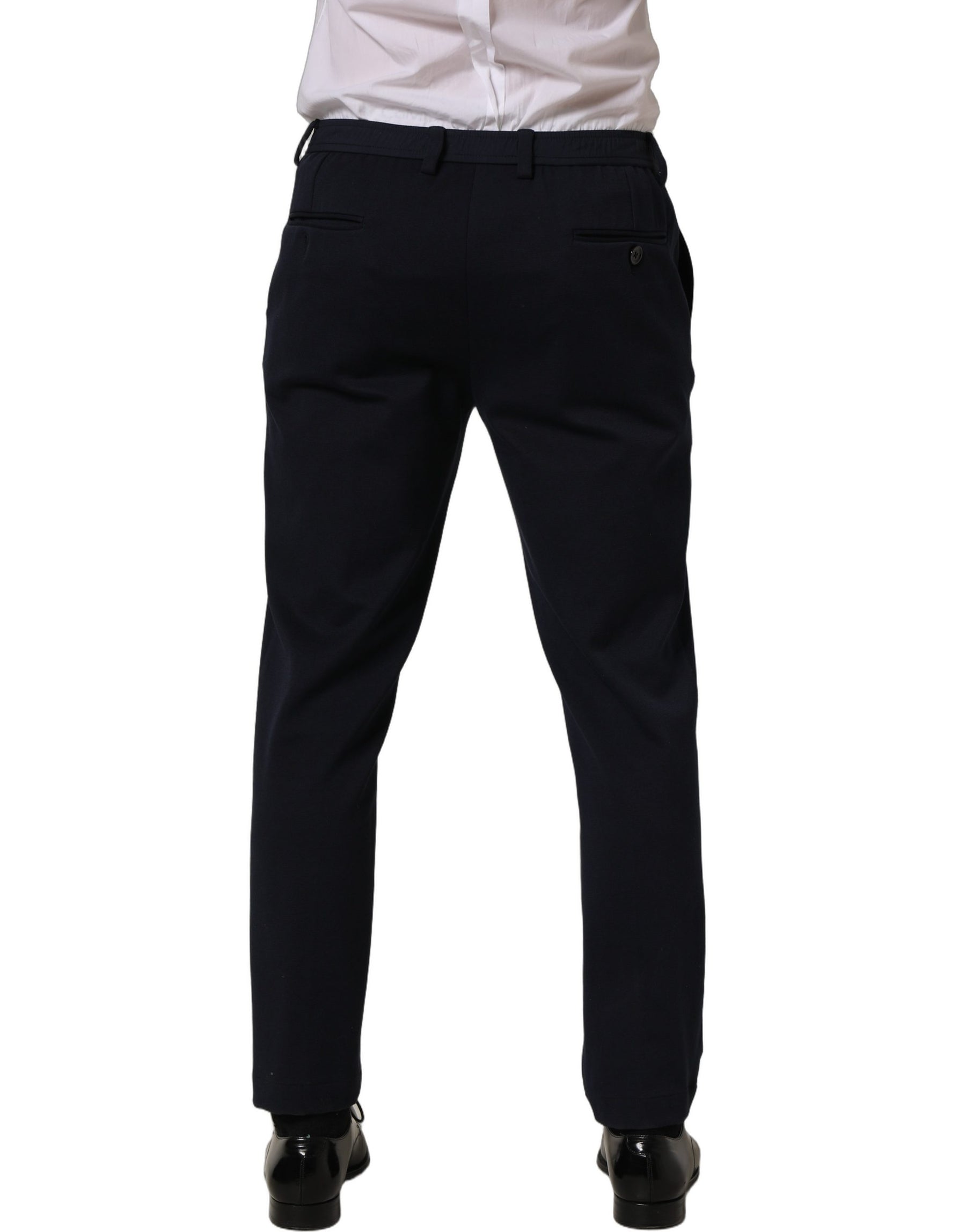 Dolce & Gabbana Black Cotton Tapered Leg Dress Trouser Pants | Regal Royce