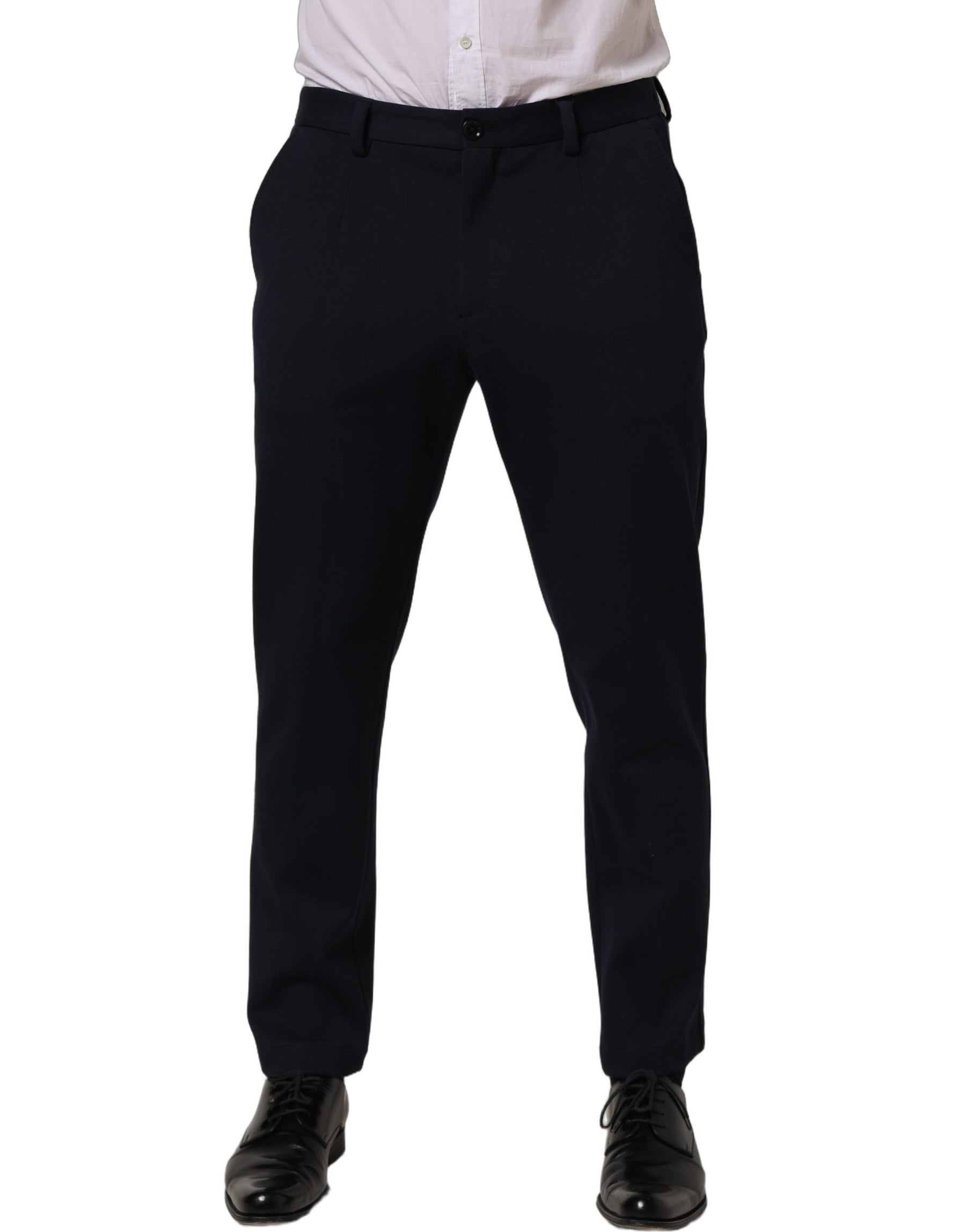 Dolce & Gabbana Black Cotton Tapered Leg Dress Trouser Pants | Regal Royce