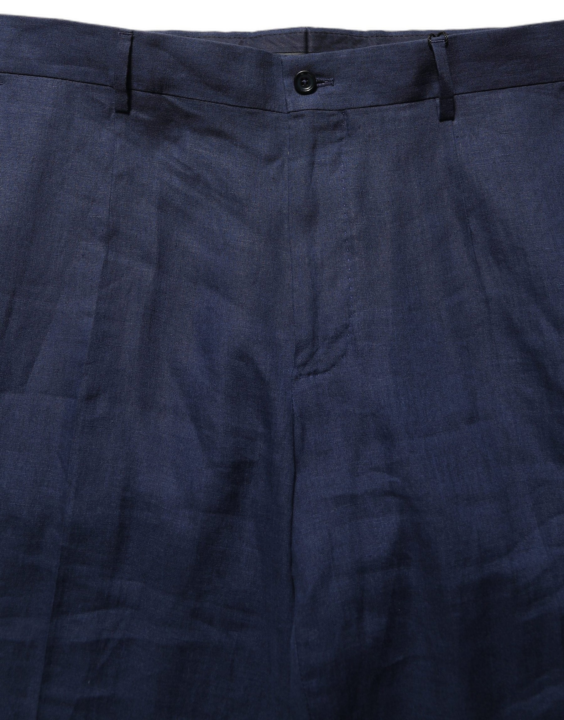 Dolce & Gabbana Blue Linen Straight Men Dress Trouser Pants | Regal Royce