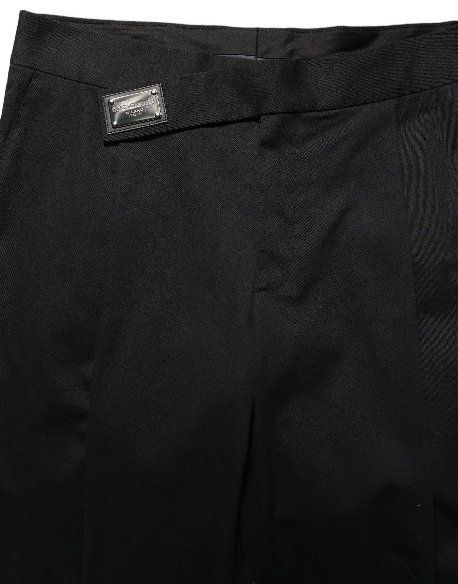 Dolce & Gabbana Black Cotton Straight Leg DressTrouser Pants | Regal Royce