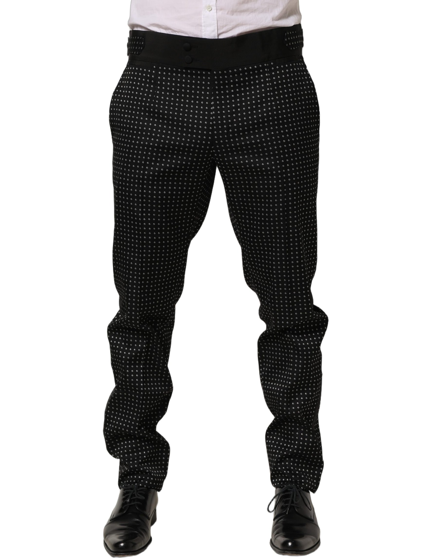 Dolce & Gabbana Black Polka Dot Cotton Dress Trouser Pants | Regal Royce