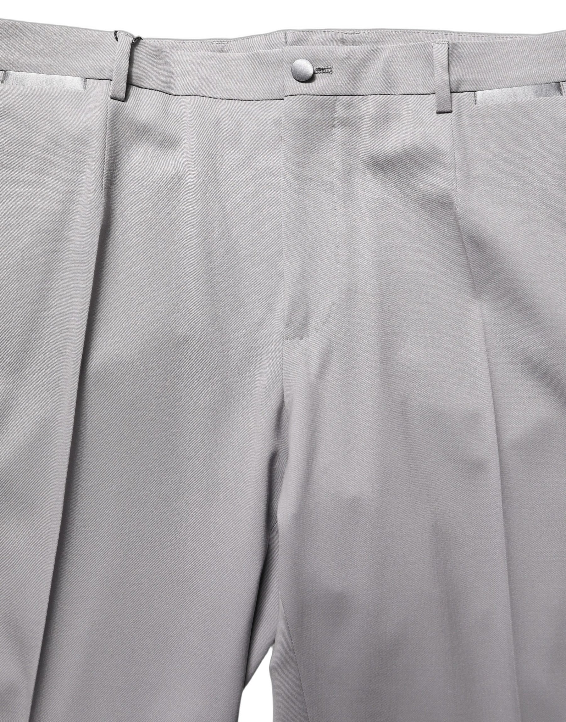 Dolce & Gabbana Gray Wool Tapered Men Dress Trouser Pants | Regal Royce