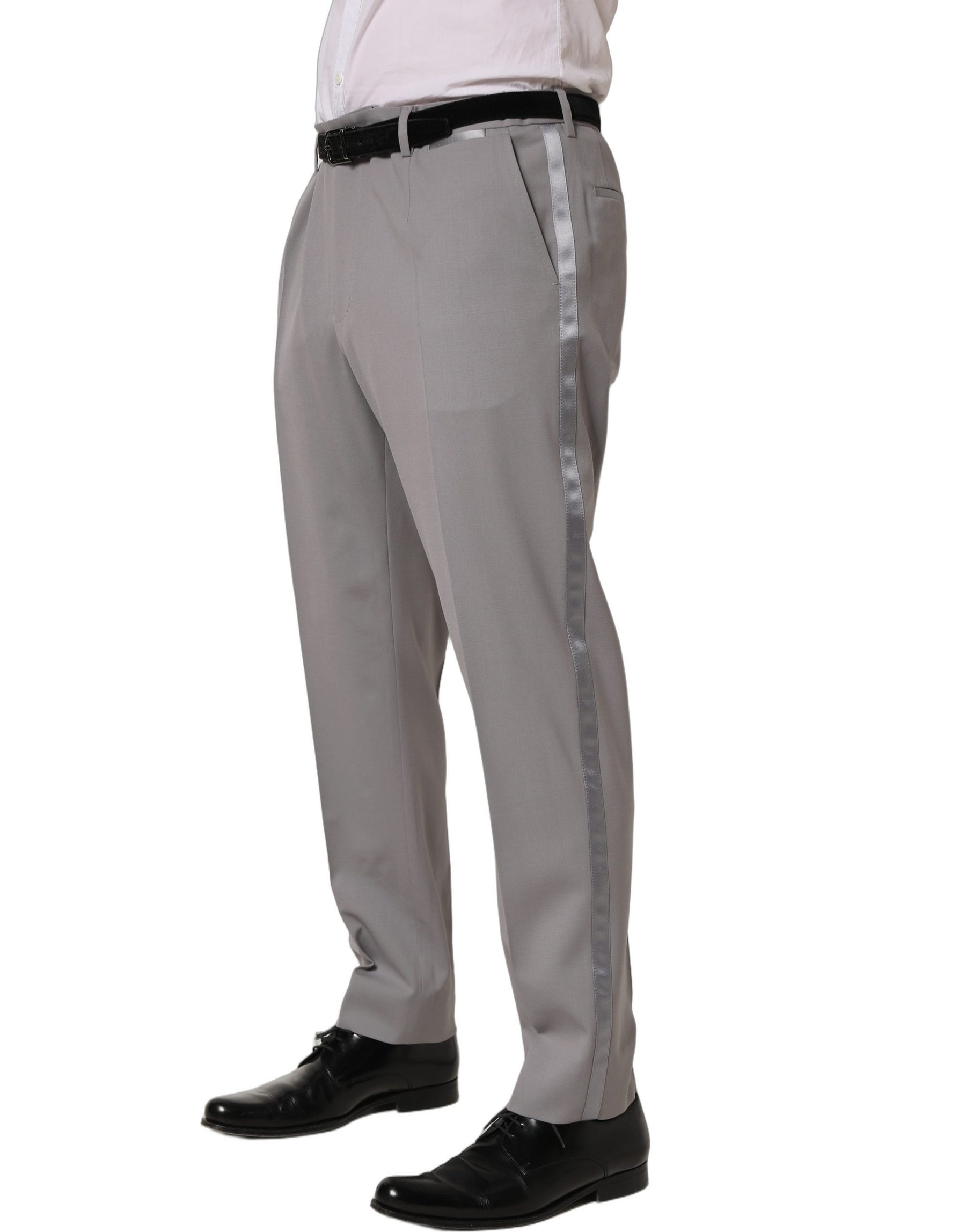 Dolce & Gabbana Gray Wool Tapered Men Dress Trouser Pants | Regal Royce