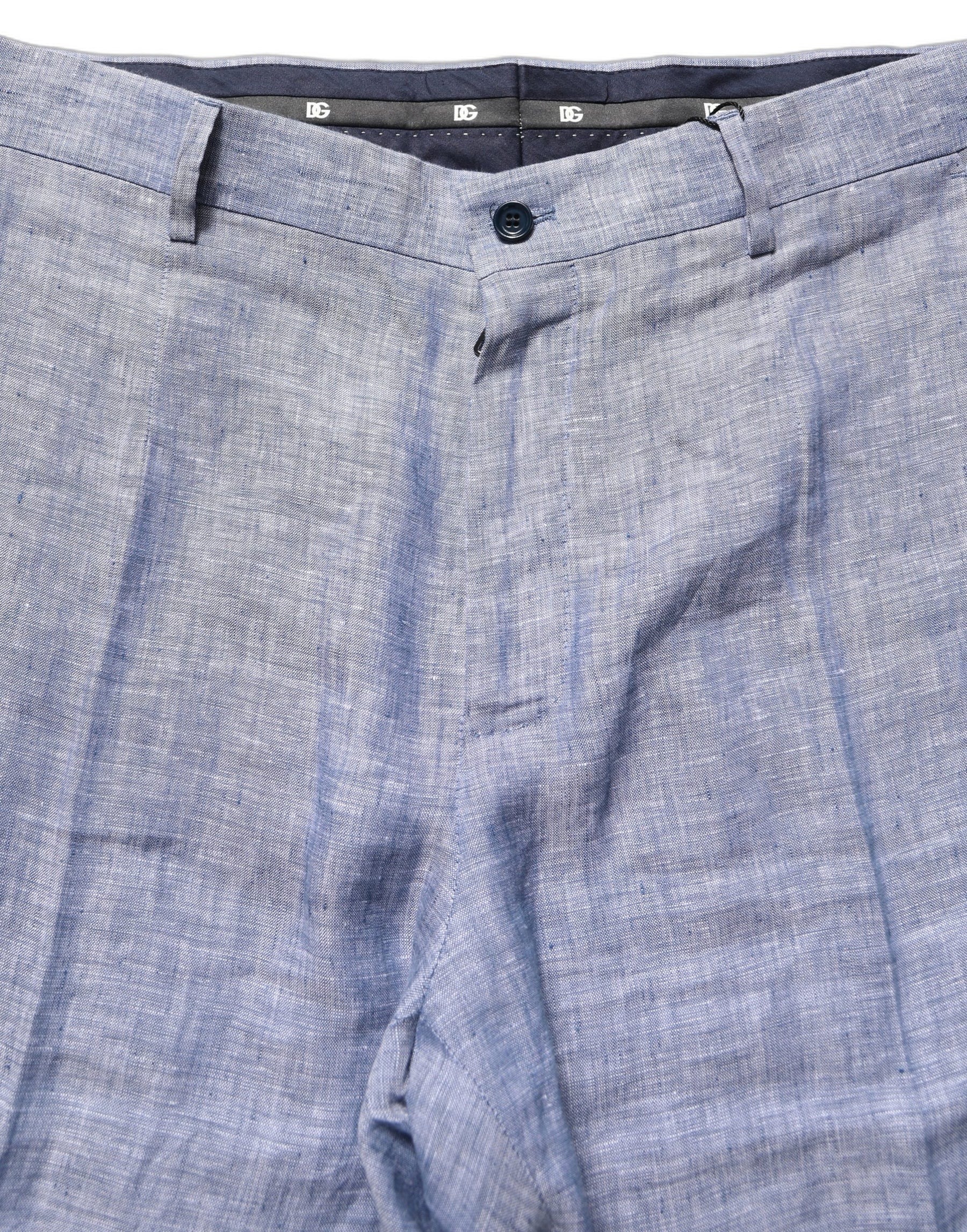 Dolce & Gabbana Light Blue Linen Straight Dress Trouser Pants | Regal Royce