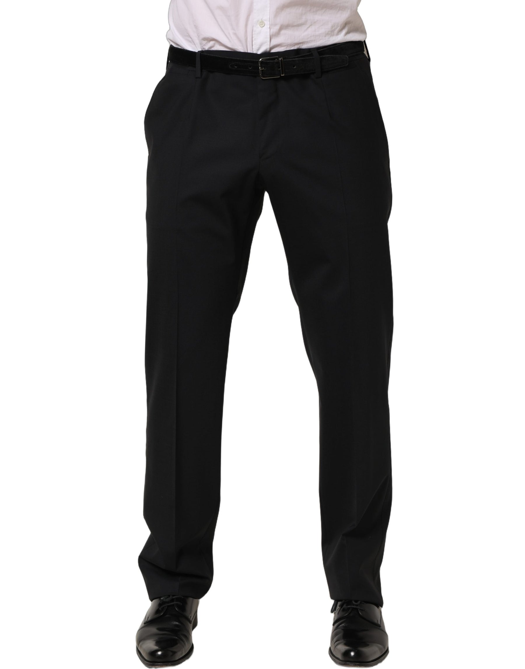 Dolce & Gabbana Black Wool Tapered Leg Dress Trouser Pants | Regal Royce