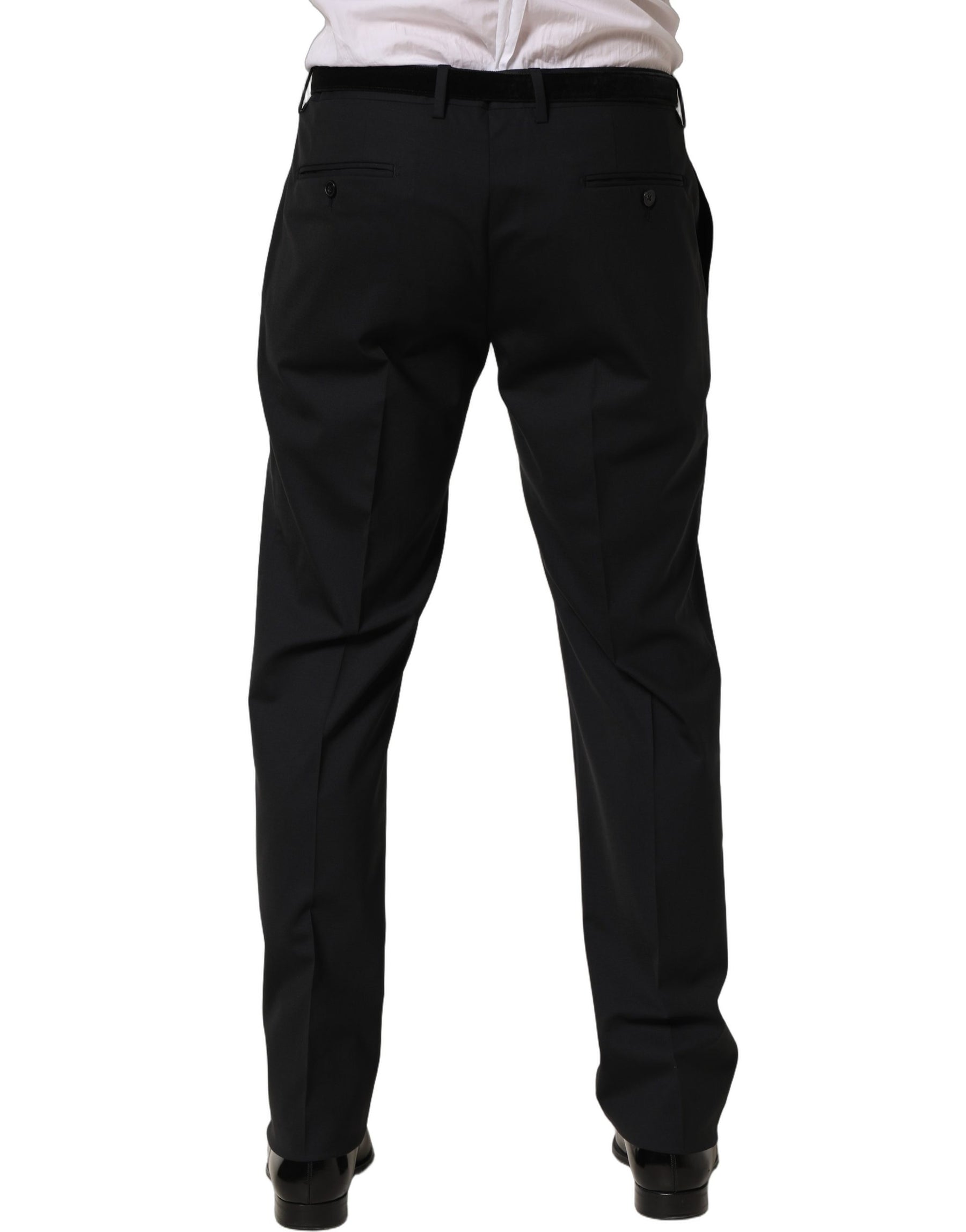 Dolce & Gabbana Black Wool Tapered Leg Dress Trouser Pants | Regal Royce
