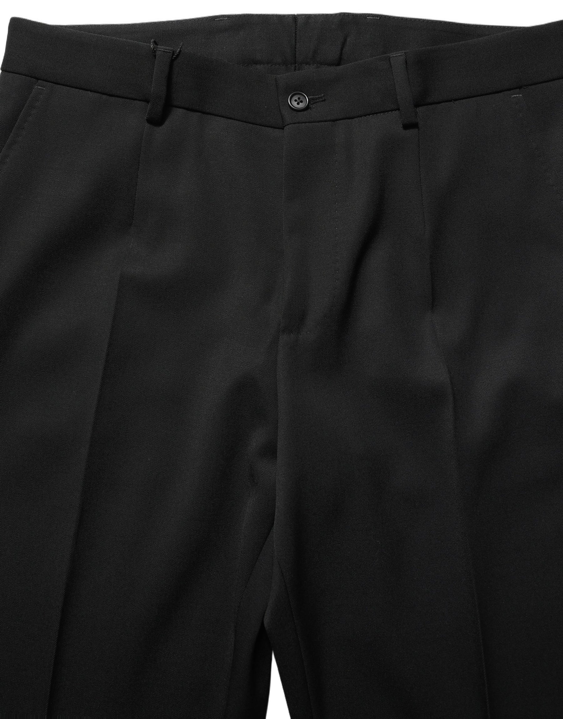 Dolce & Gabbana Black Wool Tapered Men Dress Trouser Pants | Regal Royce