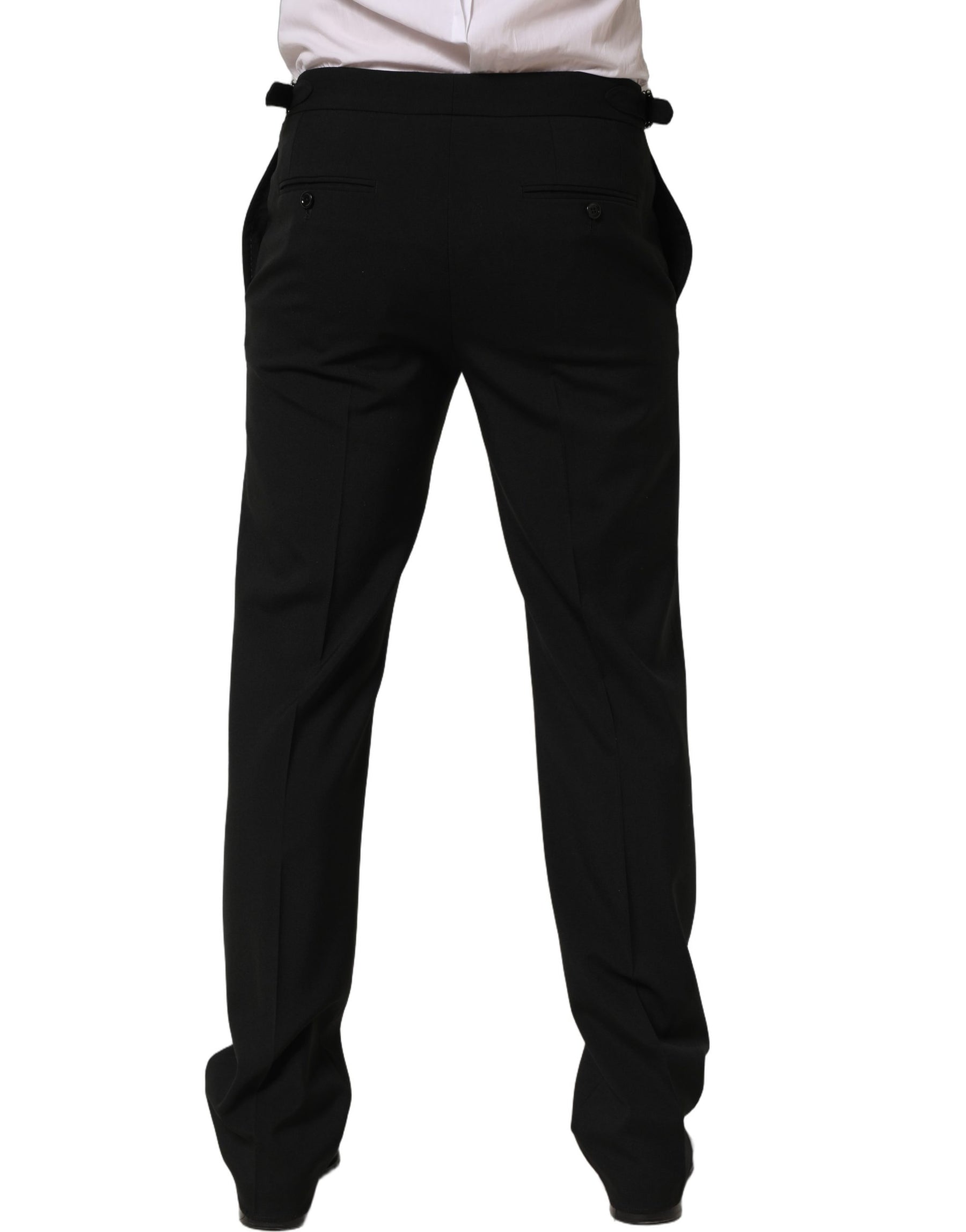 Dolce & Gabbana Black Tapered Leg Men Dress Trouser Pants | Regal Royce