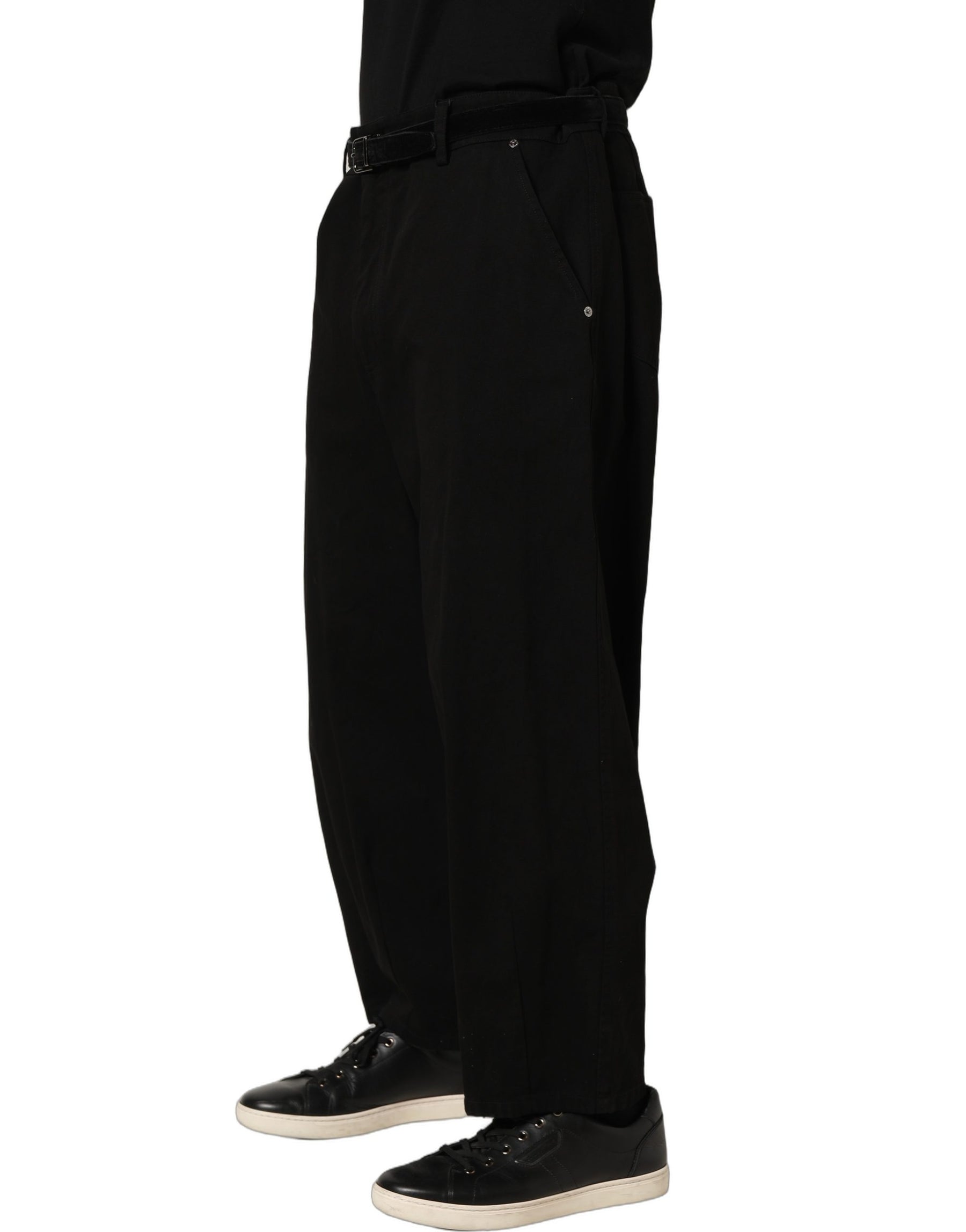 Dolce & Gabbana Black Mid Waist Straight Men Trouser Pants | Regal Royce