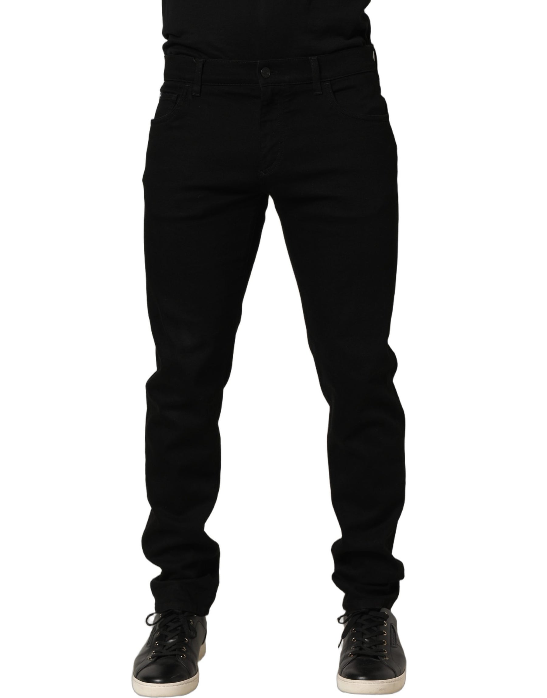 Dolce & Gabbana Black Cotton Stretch Skinny Men Denim Jeans | Regal Royce