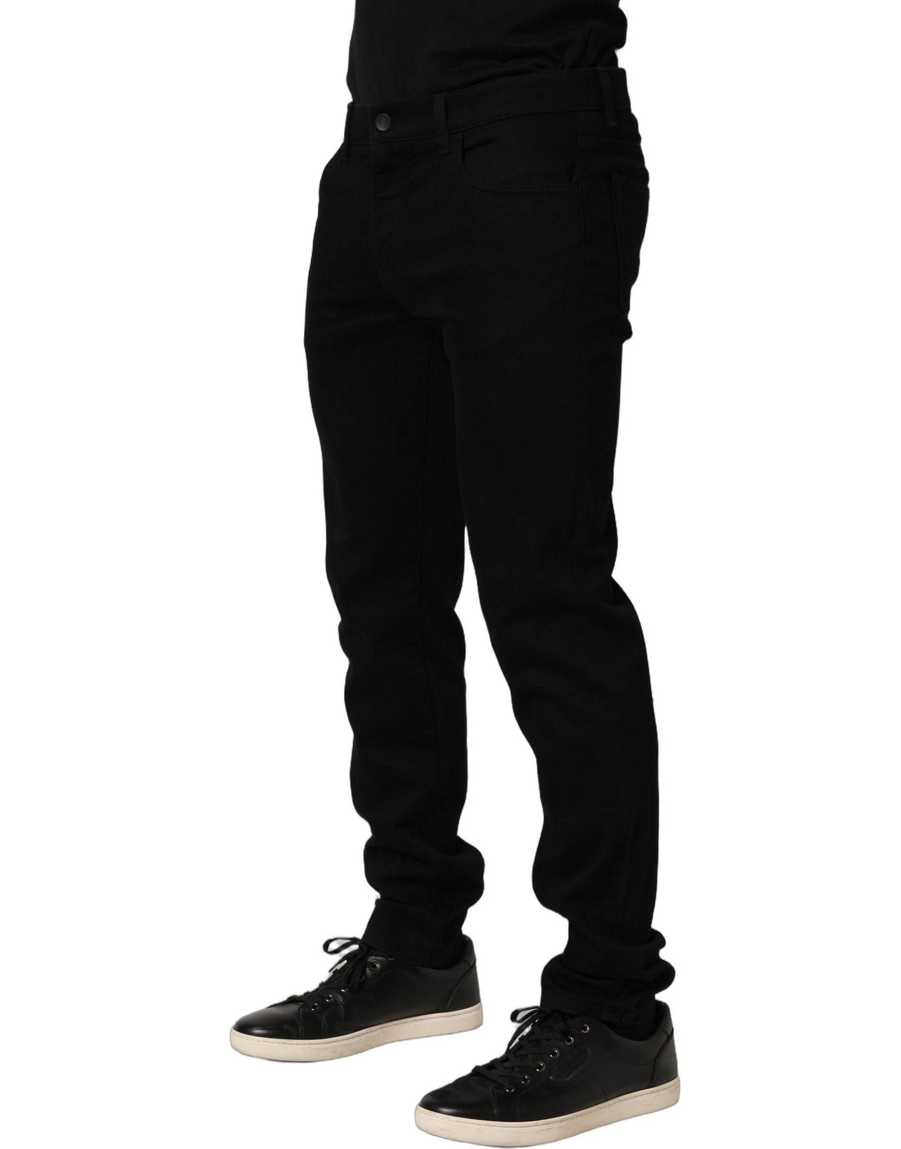 Dolce & Gabbana Black Cotton Stretch Skinny Men Denim Jeans | Regal Royce