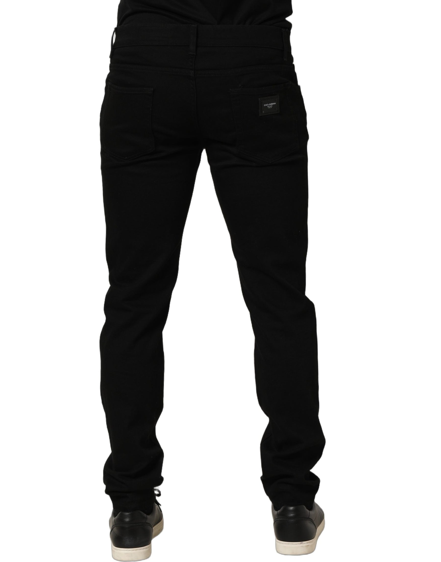 Dolce & Gabbana Black Cotton Stretch Skinny Men Denim Jeans | Regal Royce