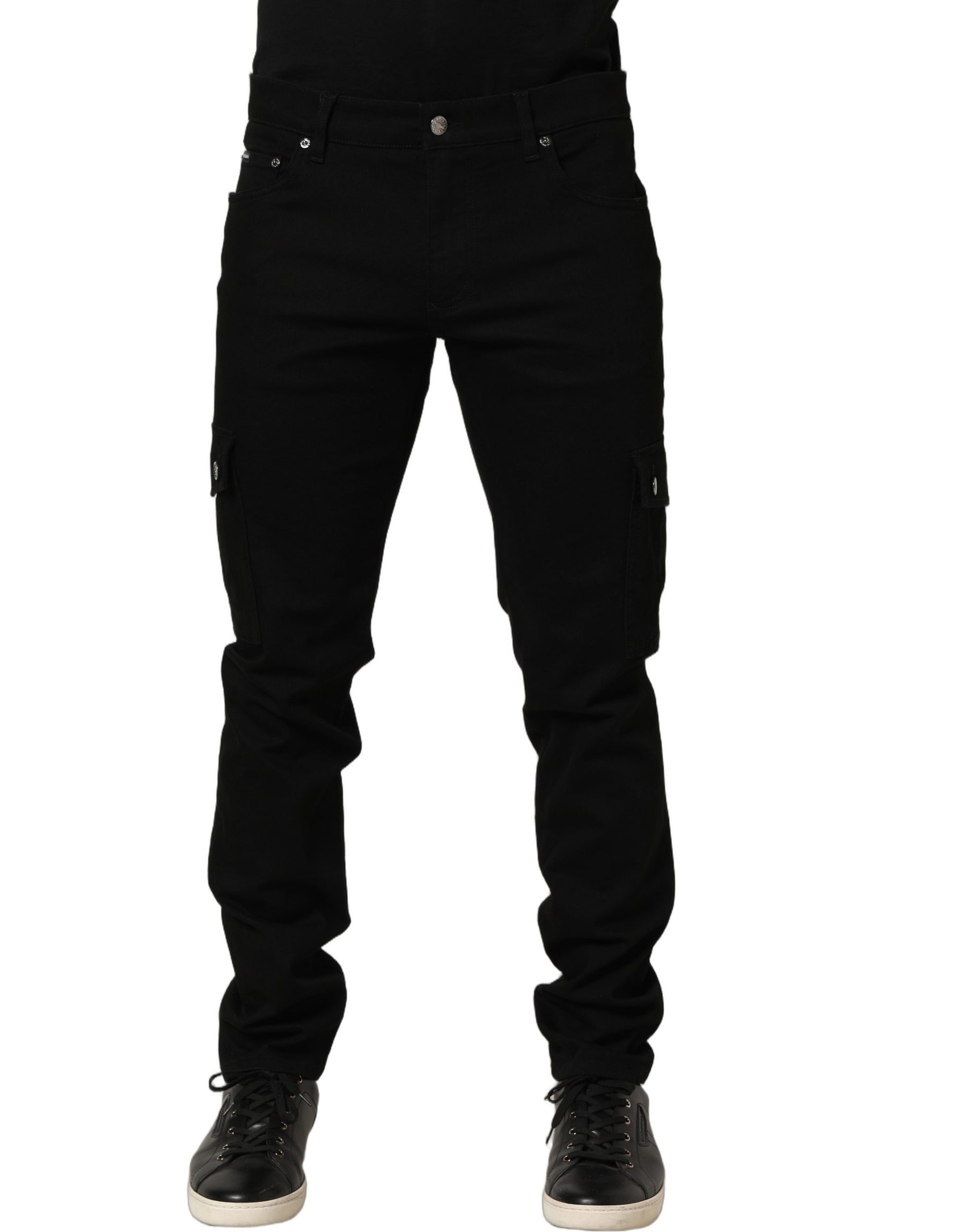 Dolce & Gabbana Black Cotton Stretch Skinny Men Denim Jeans | Regal Royce