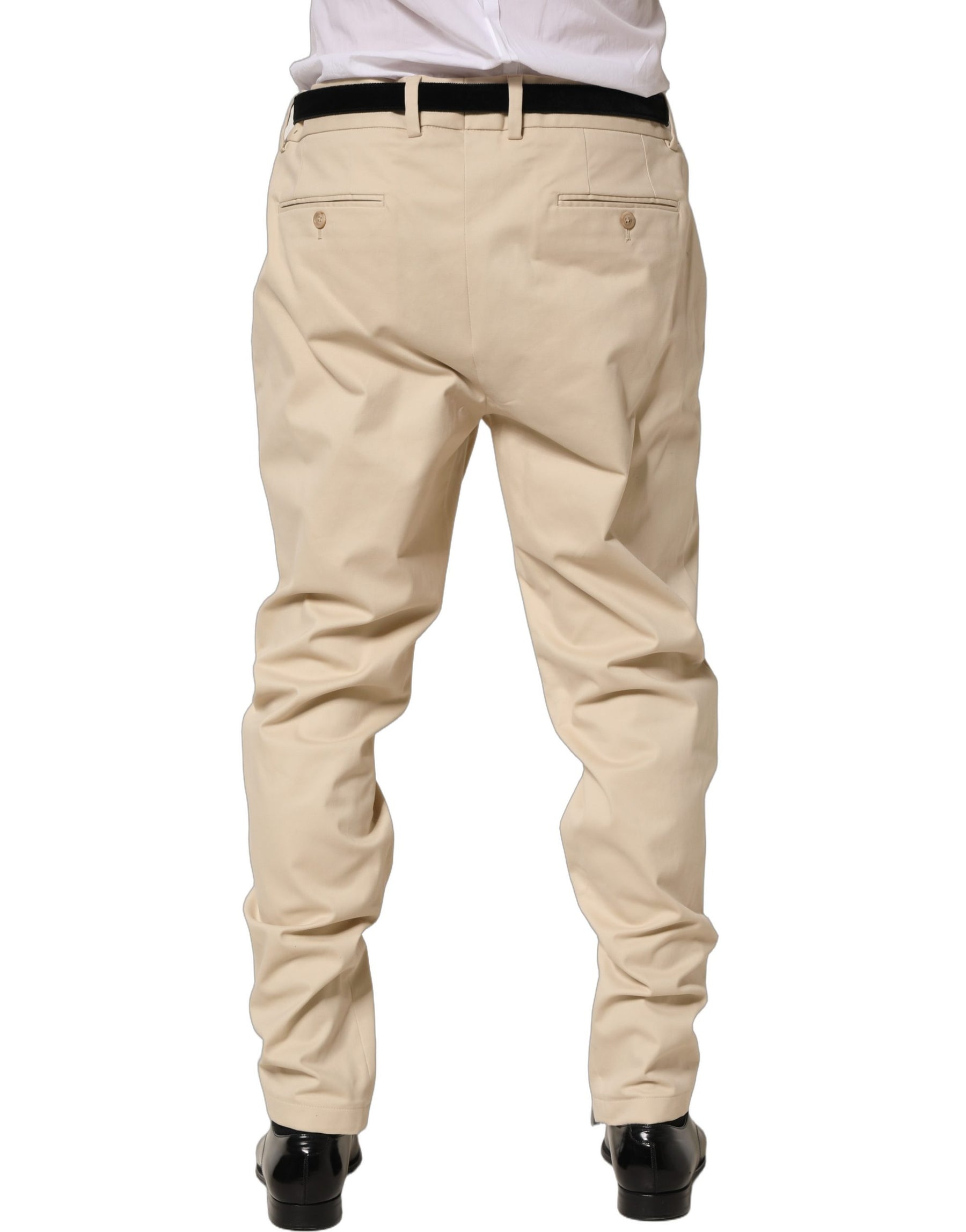 Dolce & Gabbana Beige Re-Editon Mid Waist Tapered Men Pants | Regal Royce