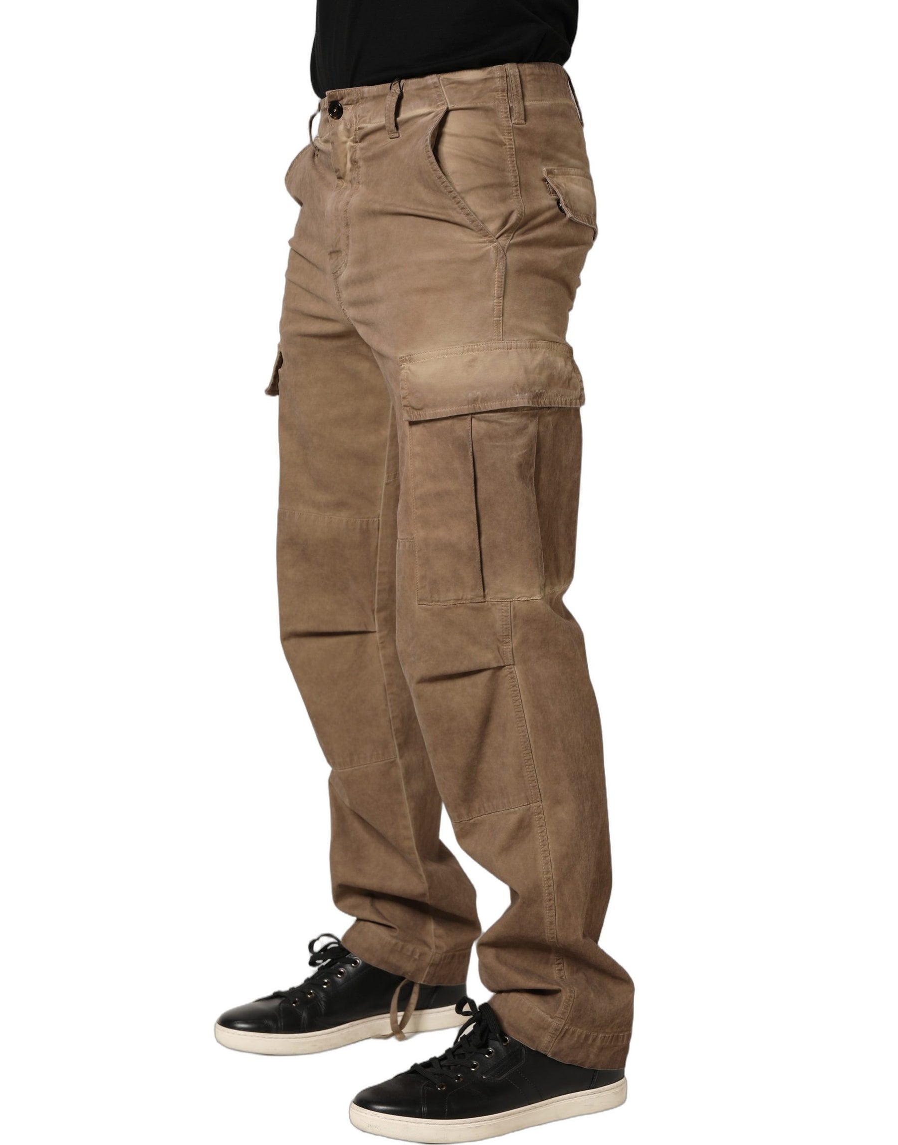 Dolce & Gabbana Brown Mid Waist Cargo Straight Trouser Pants | Regal Royce
