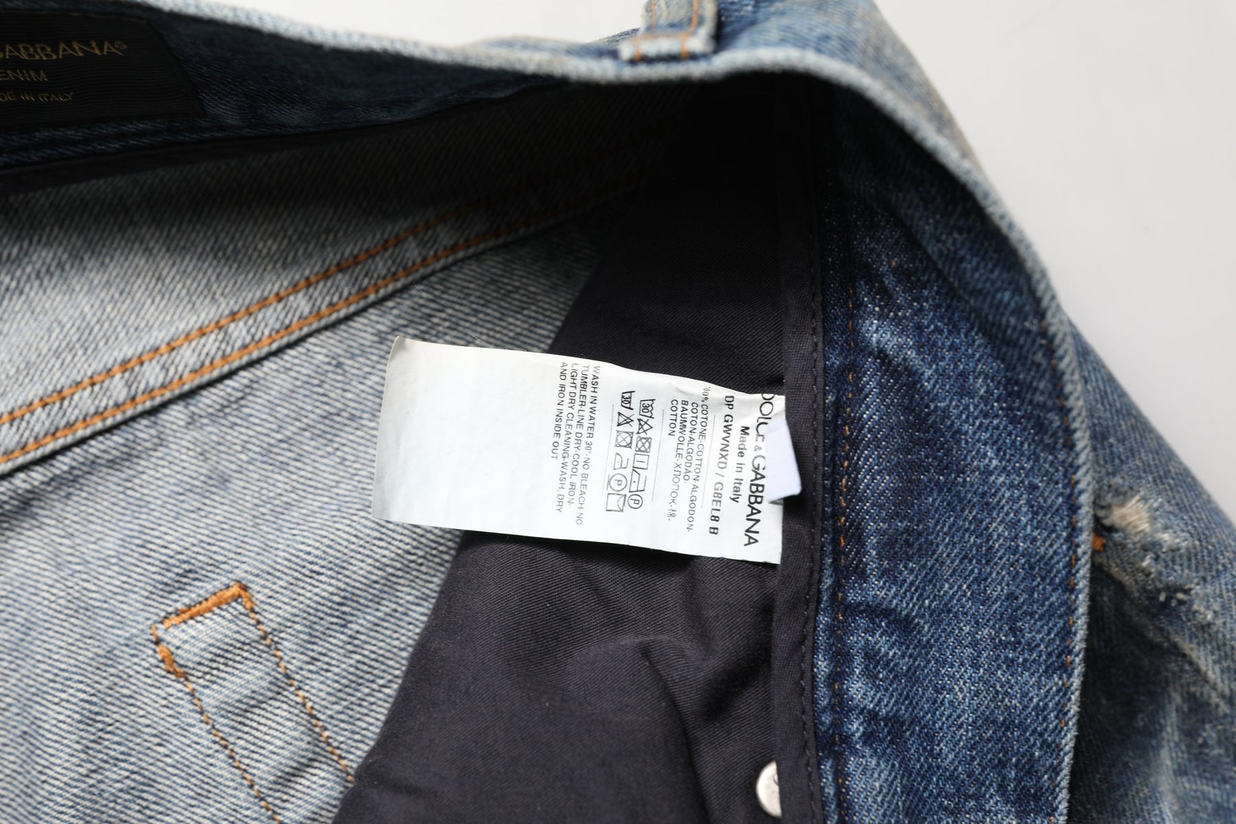 Dolce & Gabbana Blue Cotton Distressed Straight Denim Jeans | Regal Royce