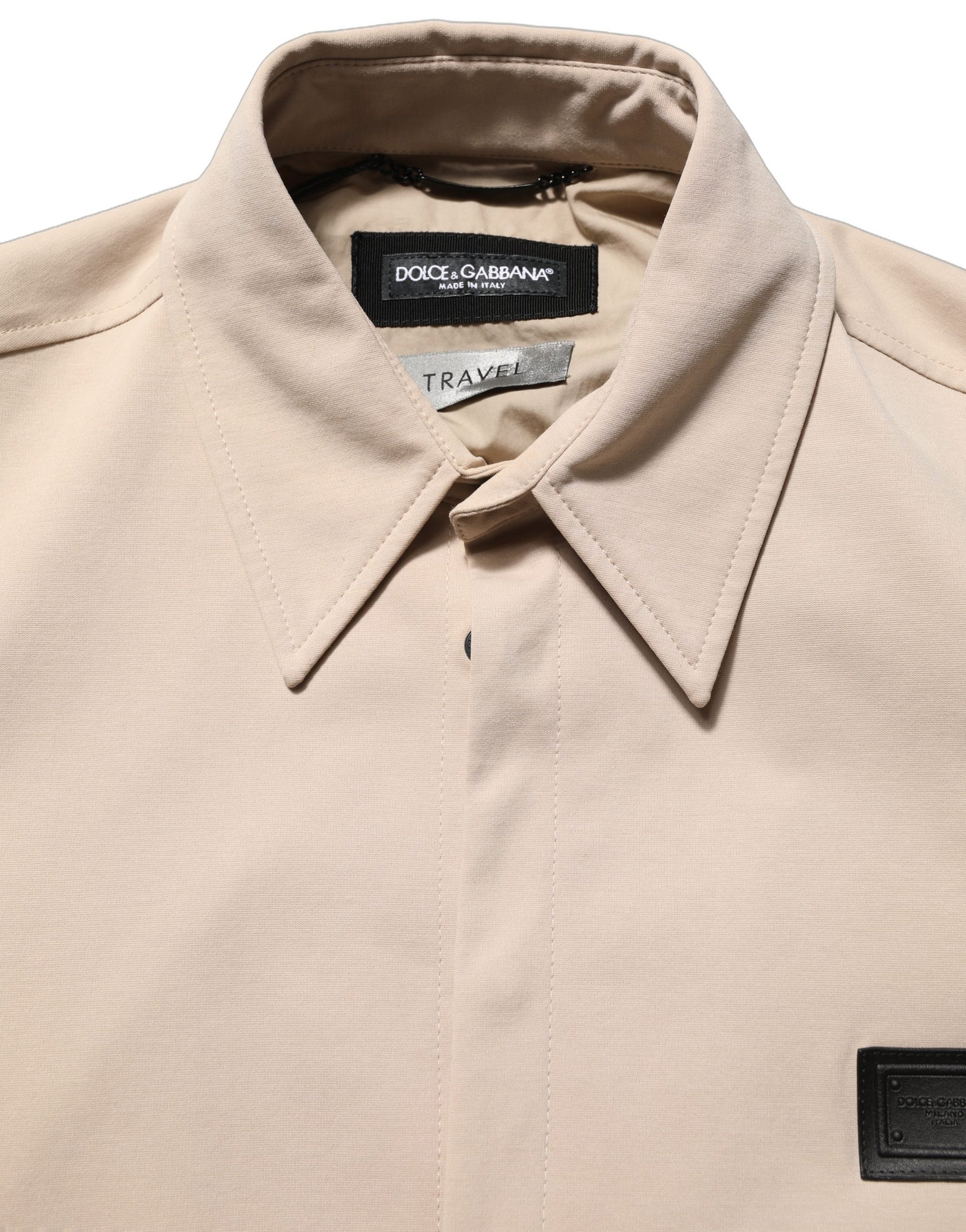 Dolce & Gabbana Beige Logo Overshirt Cotton Men Casual Shirt | Regal Royce