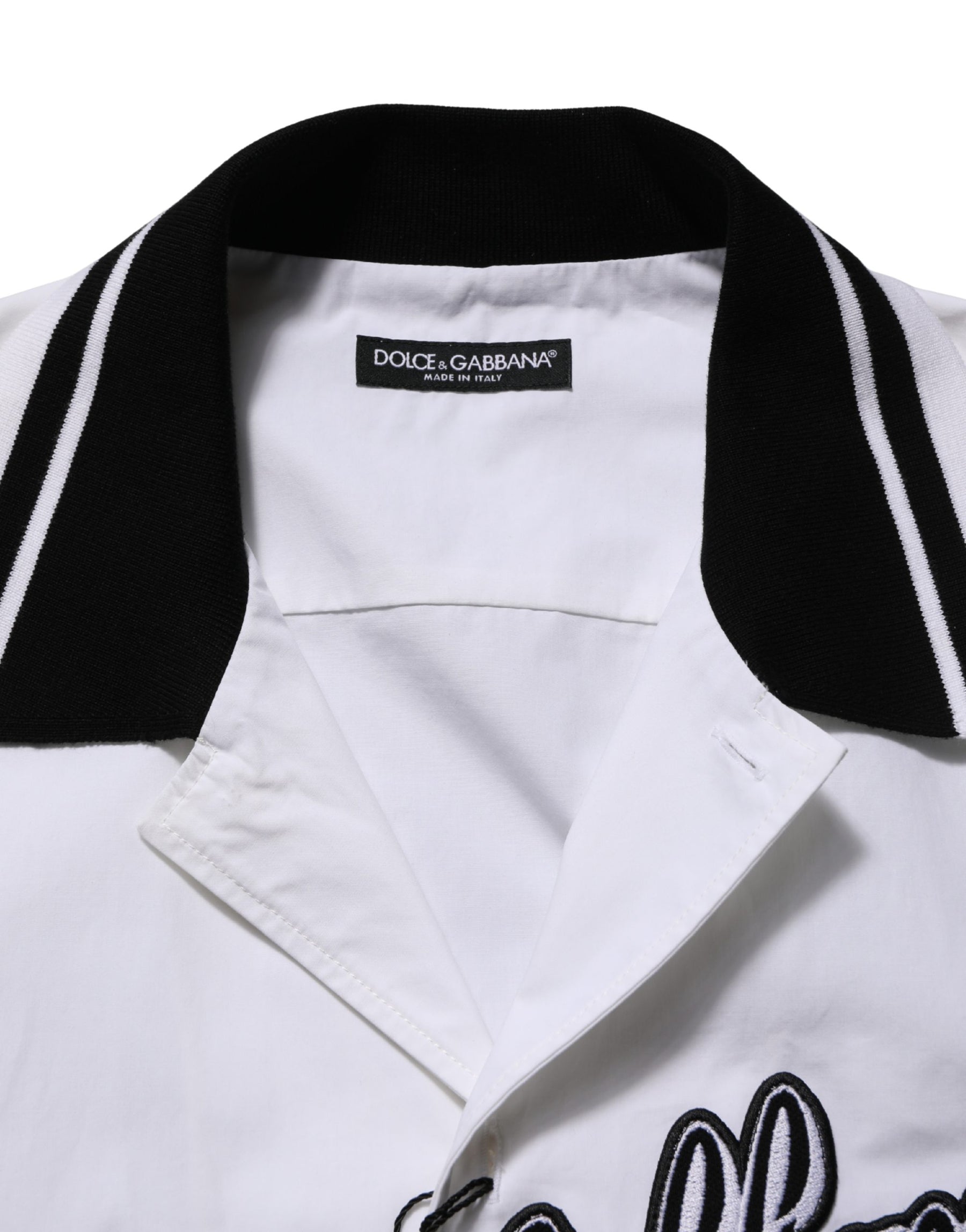 Dolce & Gabbana White LogoPatch Cotton Baseball Casual Shirt | Regal Royce