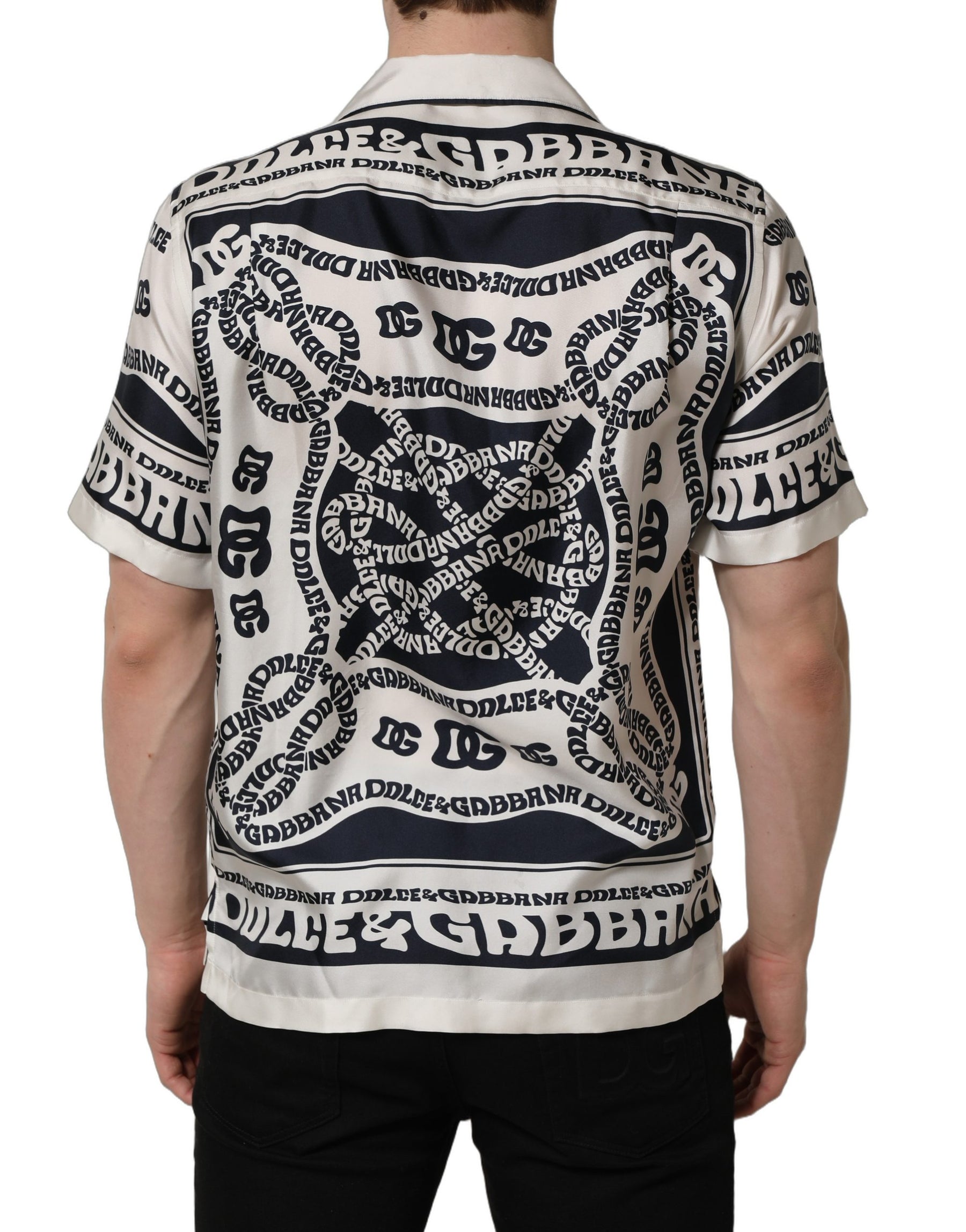 Dolce & Gabbana Black White Logo Bandana Short Sleeves Shirt | Regal Royce