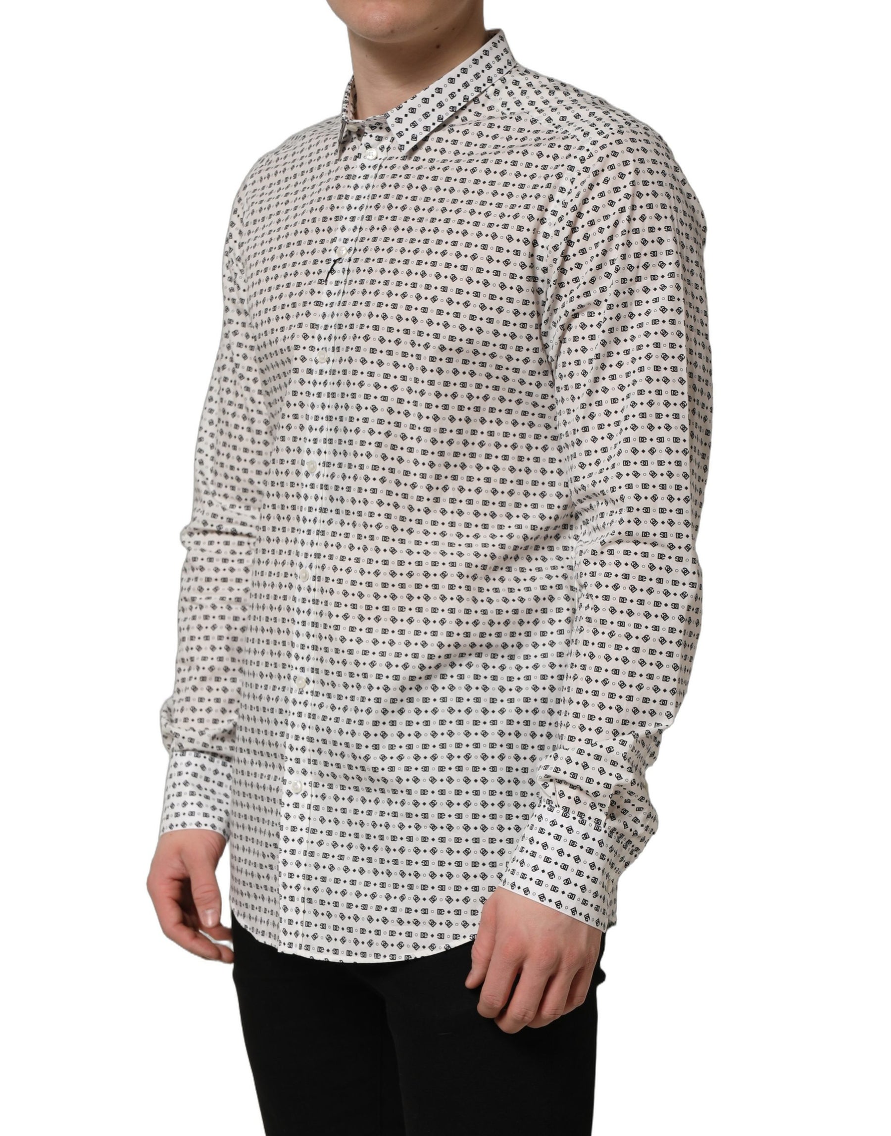 Dolce & Gabbana White Logo GOLD Long Sleeves Dress Shirt | Regal Royce