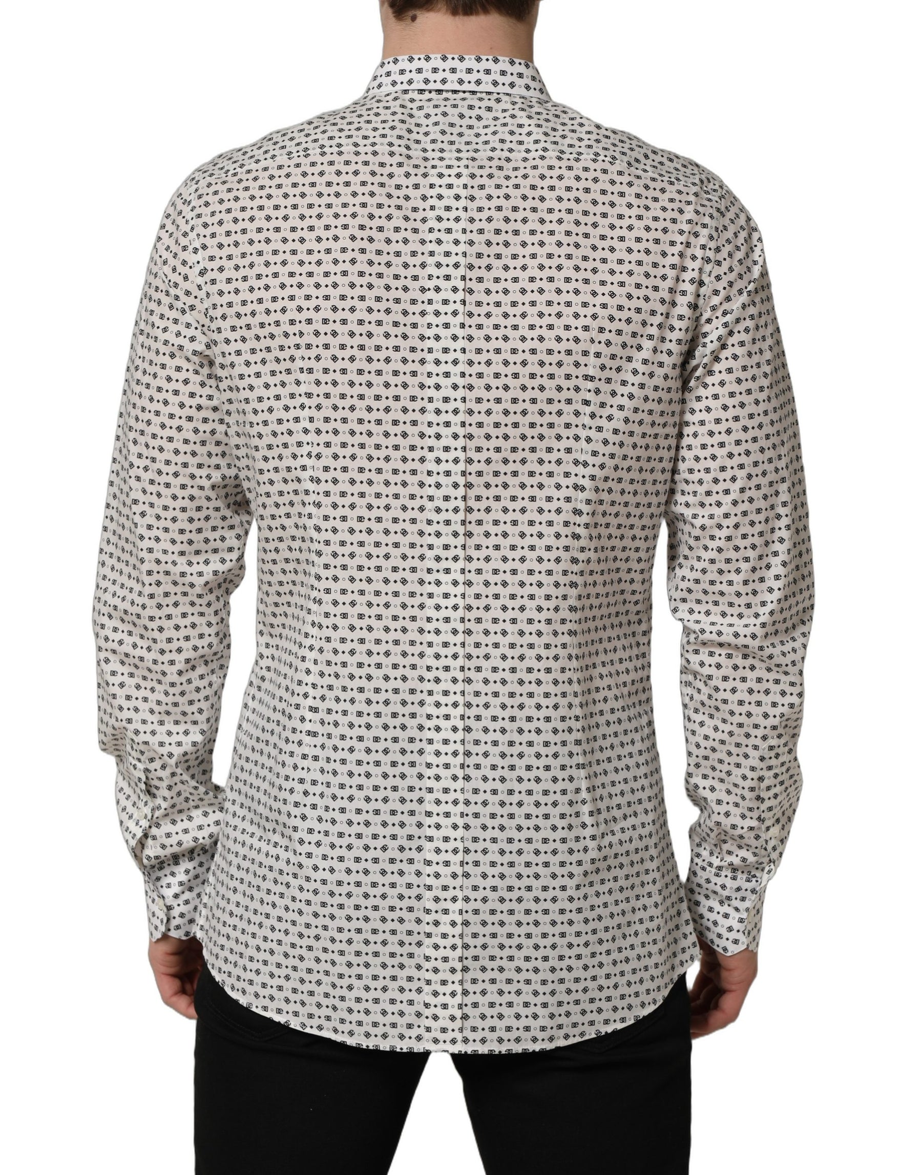 Dolce & Gabbana White Logo GOLD Long Sleeves Dress Shirt | Regal Royce