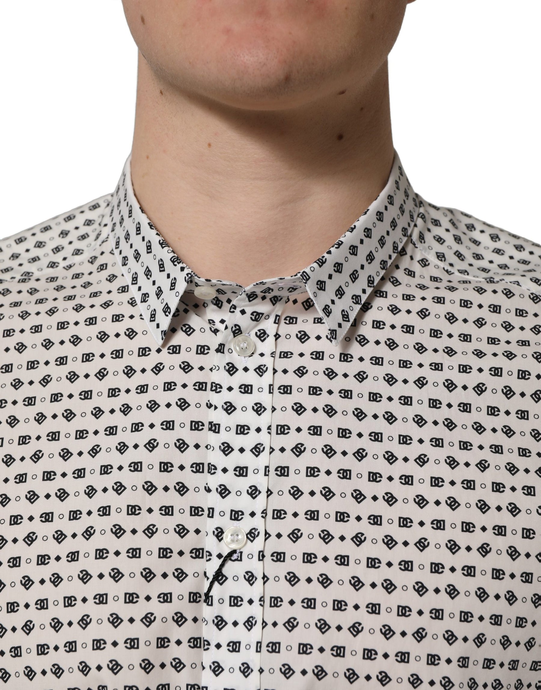 Dolce & Gabbana White Logo GOLD Long Sleeves Dress Shirt | Regal Royce