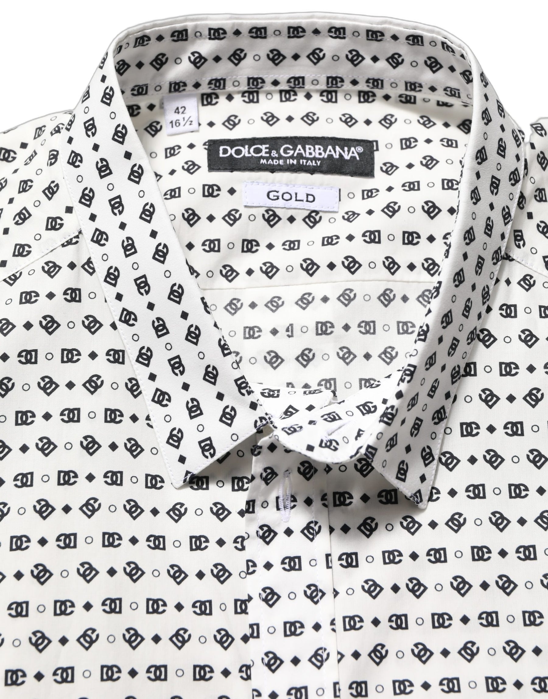 Dolce & Gabbana White Logo GOLD Long Sleeves Dress Shirt | Regal Royce