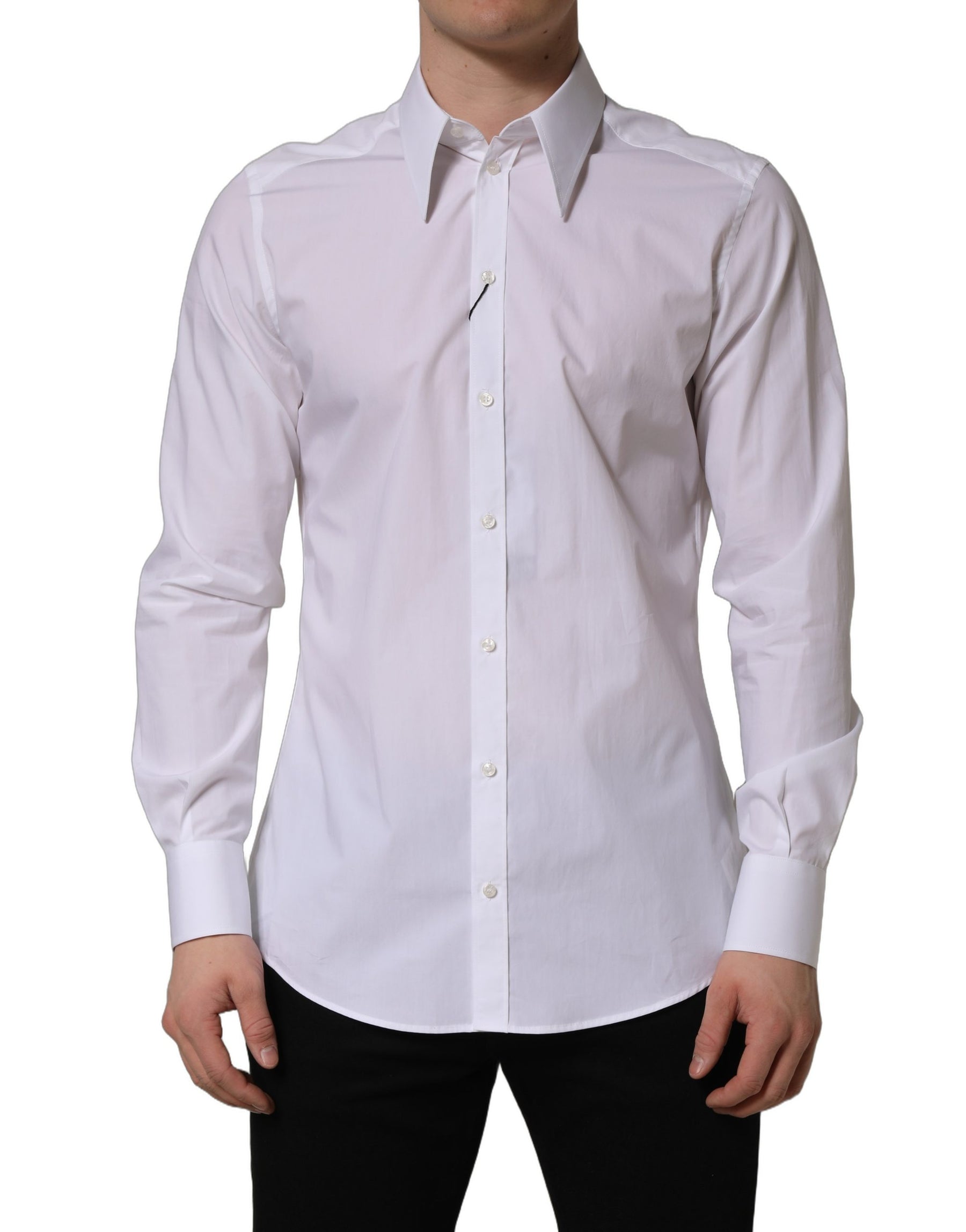 Dolce & Gabbana White MARTINI Long Sleeves Men Dress Shirt | Regal Royce