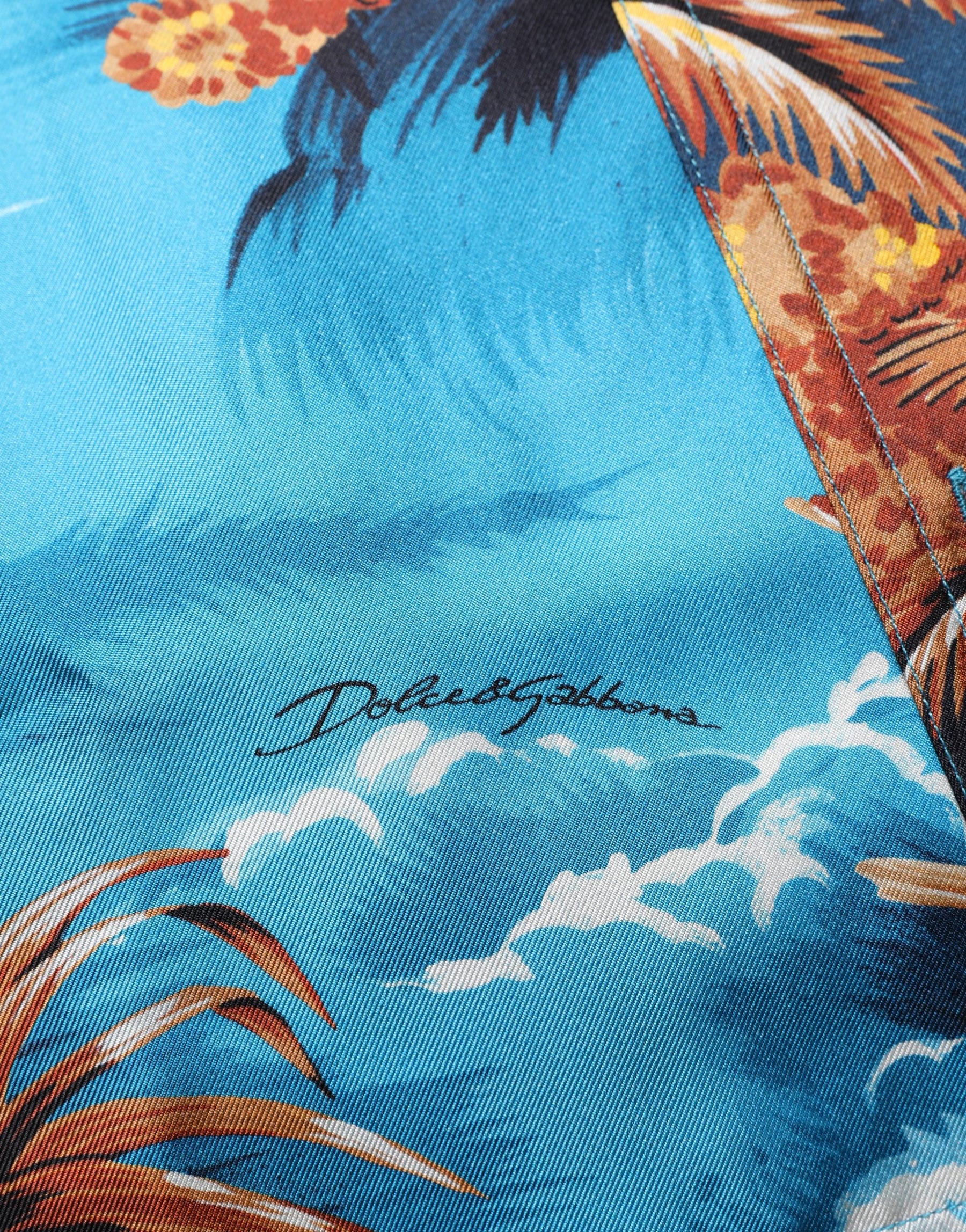 Dolce & Gabbana Blue Silk Twill Hawaiian GraphicPrint Shirt | Regal Royce