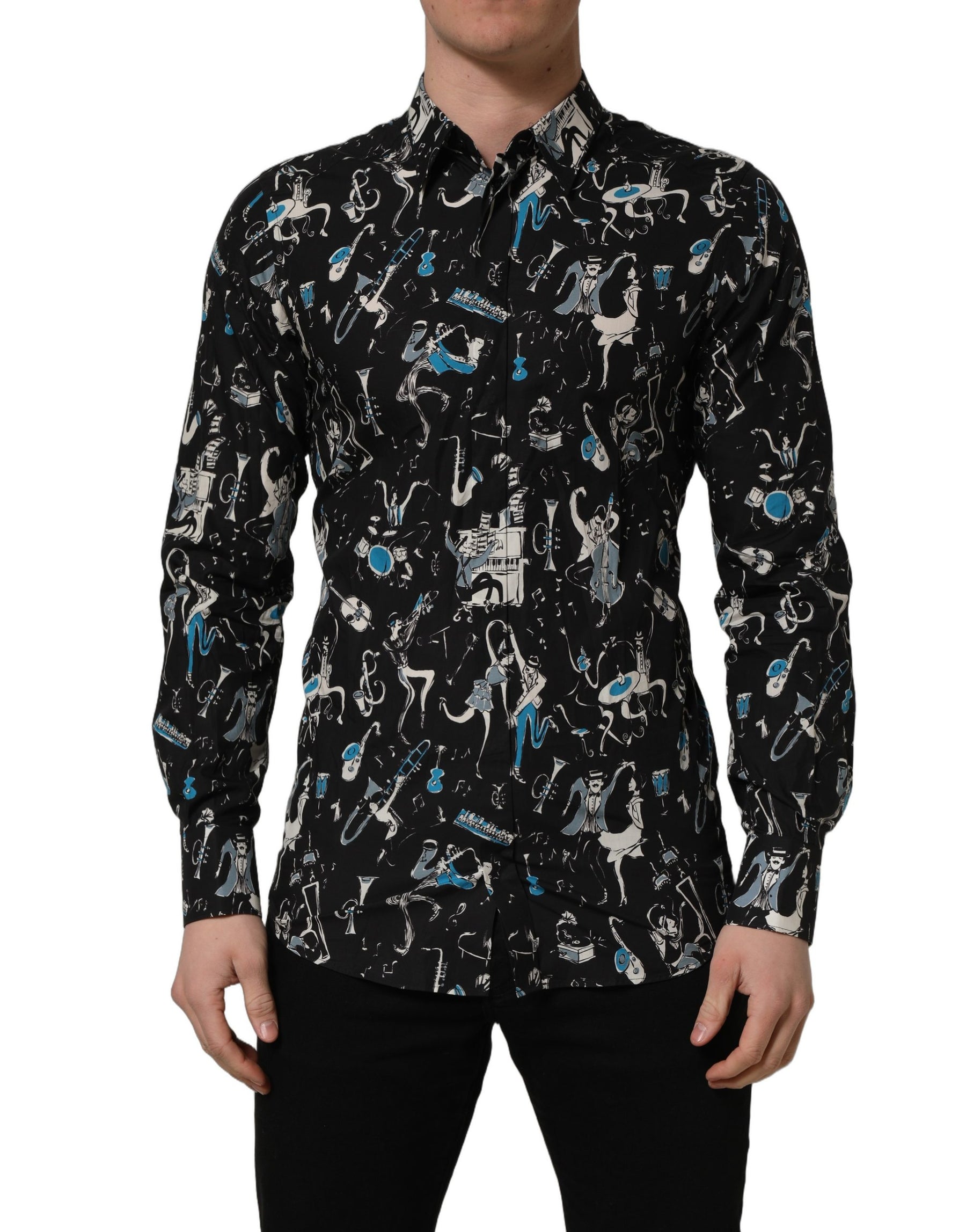 Dolce & Gabbana Black Jazz Club Cotton GOLD Fit Dress Shirt | Regal Royce