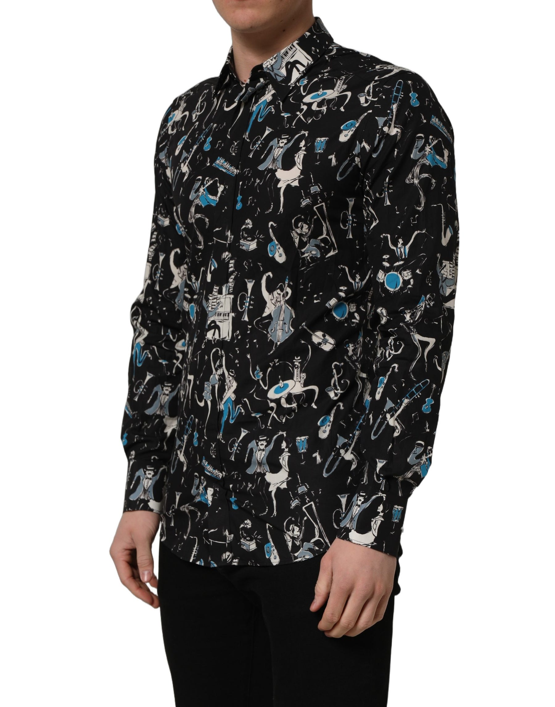 Dolce & Gabbana Black Jazz Club Cotton GOLD Fit Dress Shirt | Regal Royce