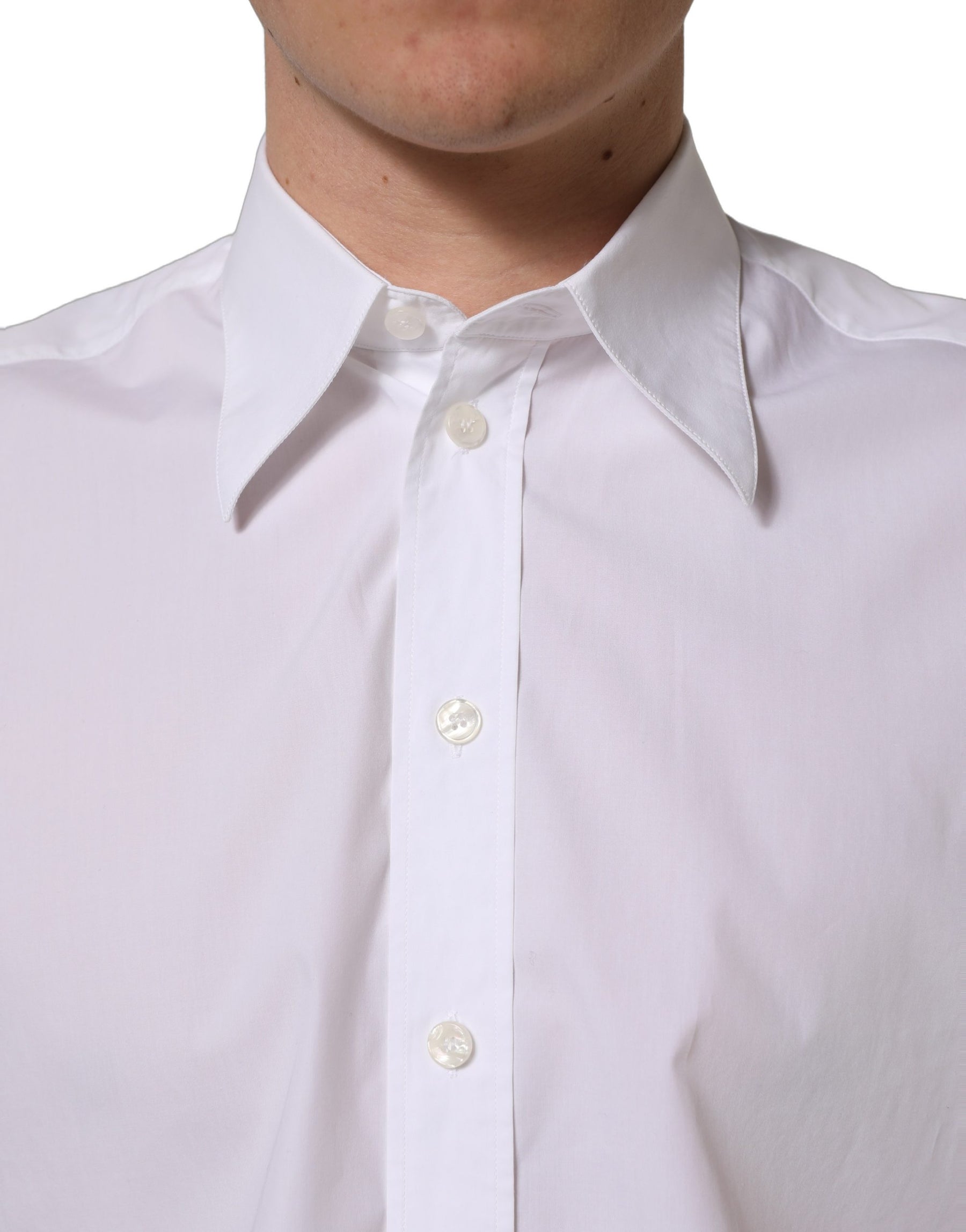 Dolce & Gabbana White Cotton Sleeveless Formal Dress Shirt | Regal Royce