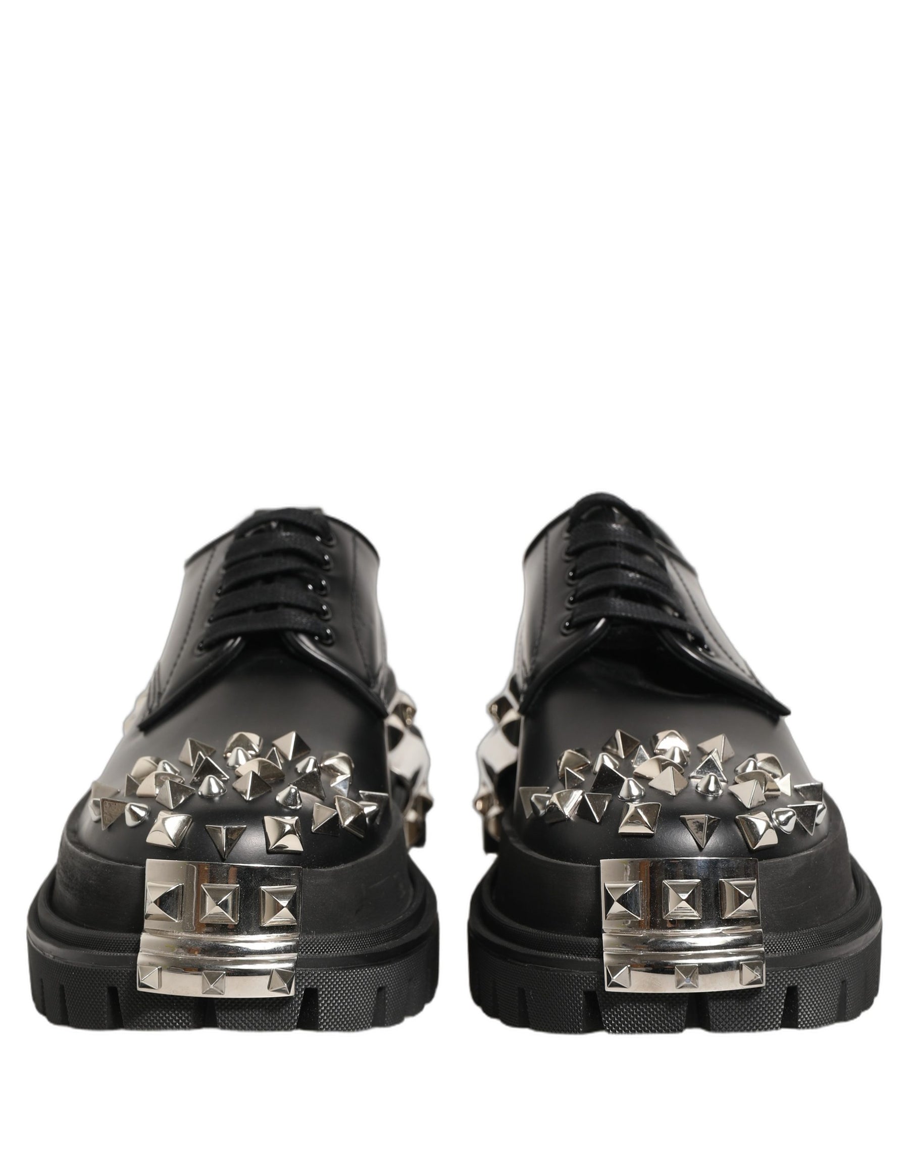 Dolce & Gabbana Black Leather Studded Hi-Trekking Derby Shoes | Regal Royce