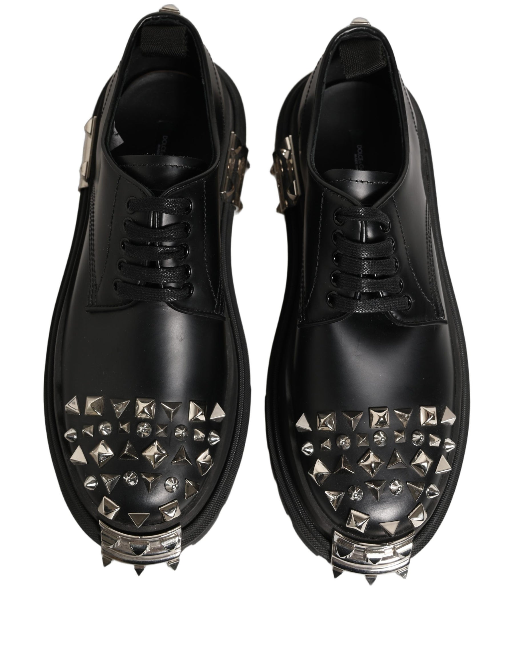 Dolce & Gabbana Black Leather Studded Hi-Trekking Derby Shoes | Regal Royce